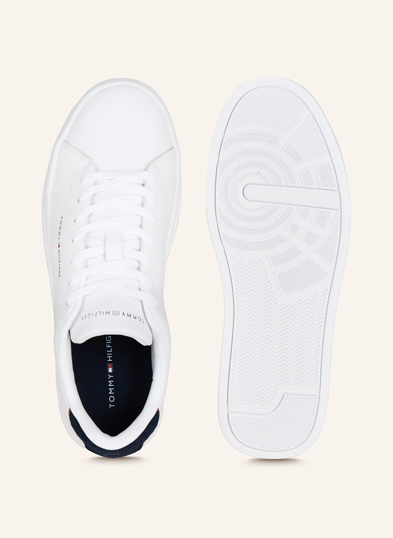 TOMMY HILFIGER Sneaker: WEISS / DUNKELBLAU