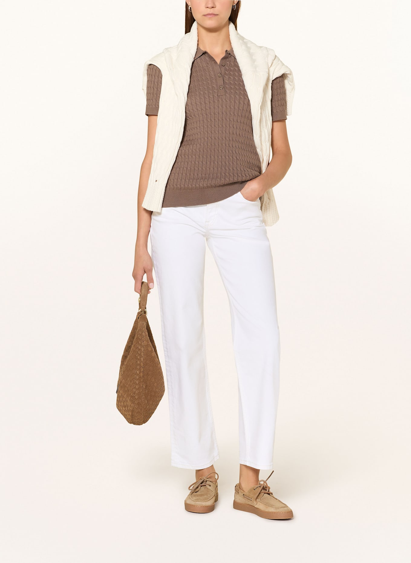 TOMMY HILFIGER Strick-Poloshirt: BRAUN