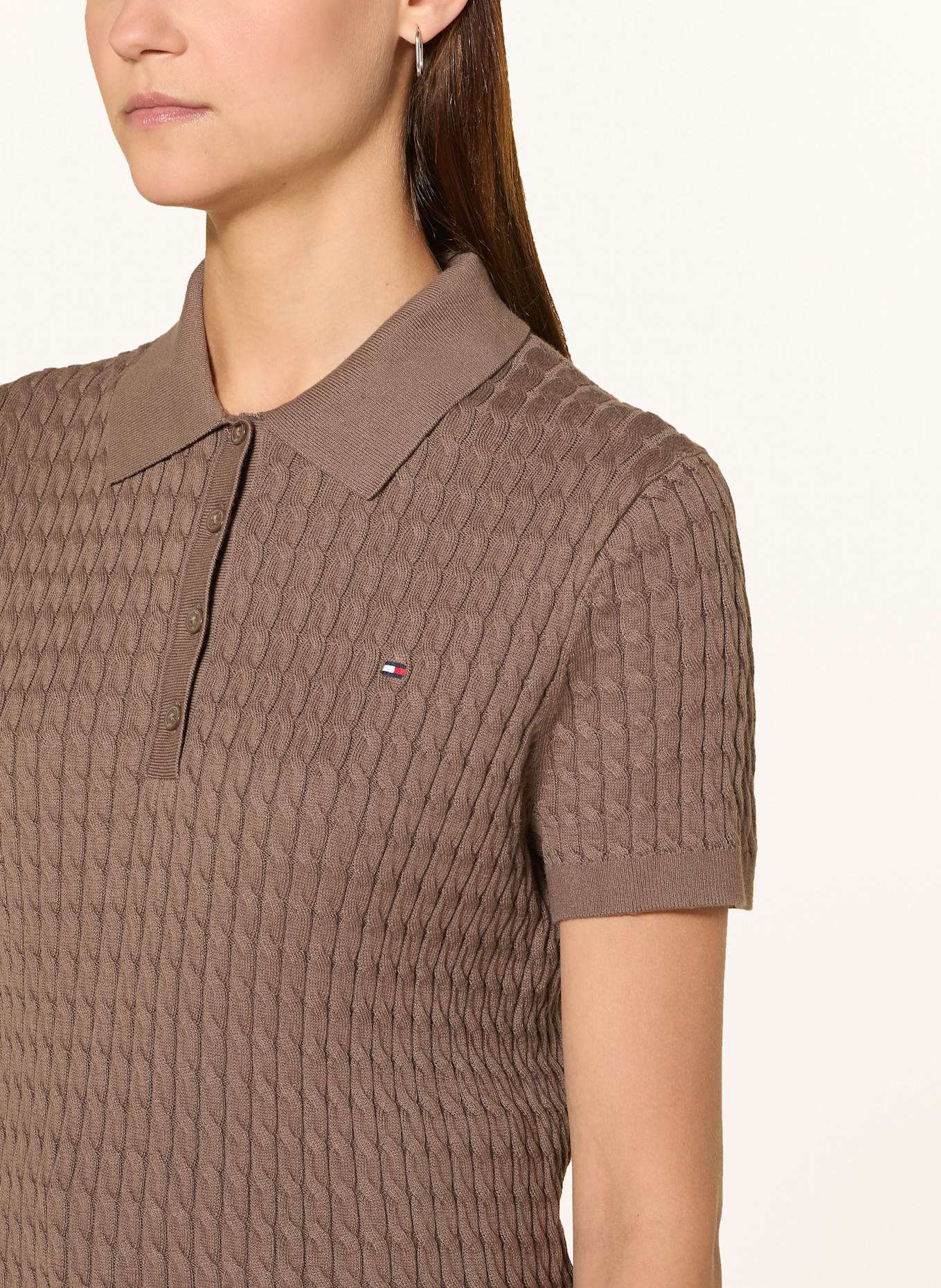 TOMMY HILFIGER Strick-Poloshirt: BRAUN