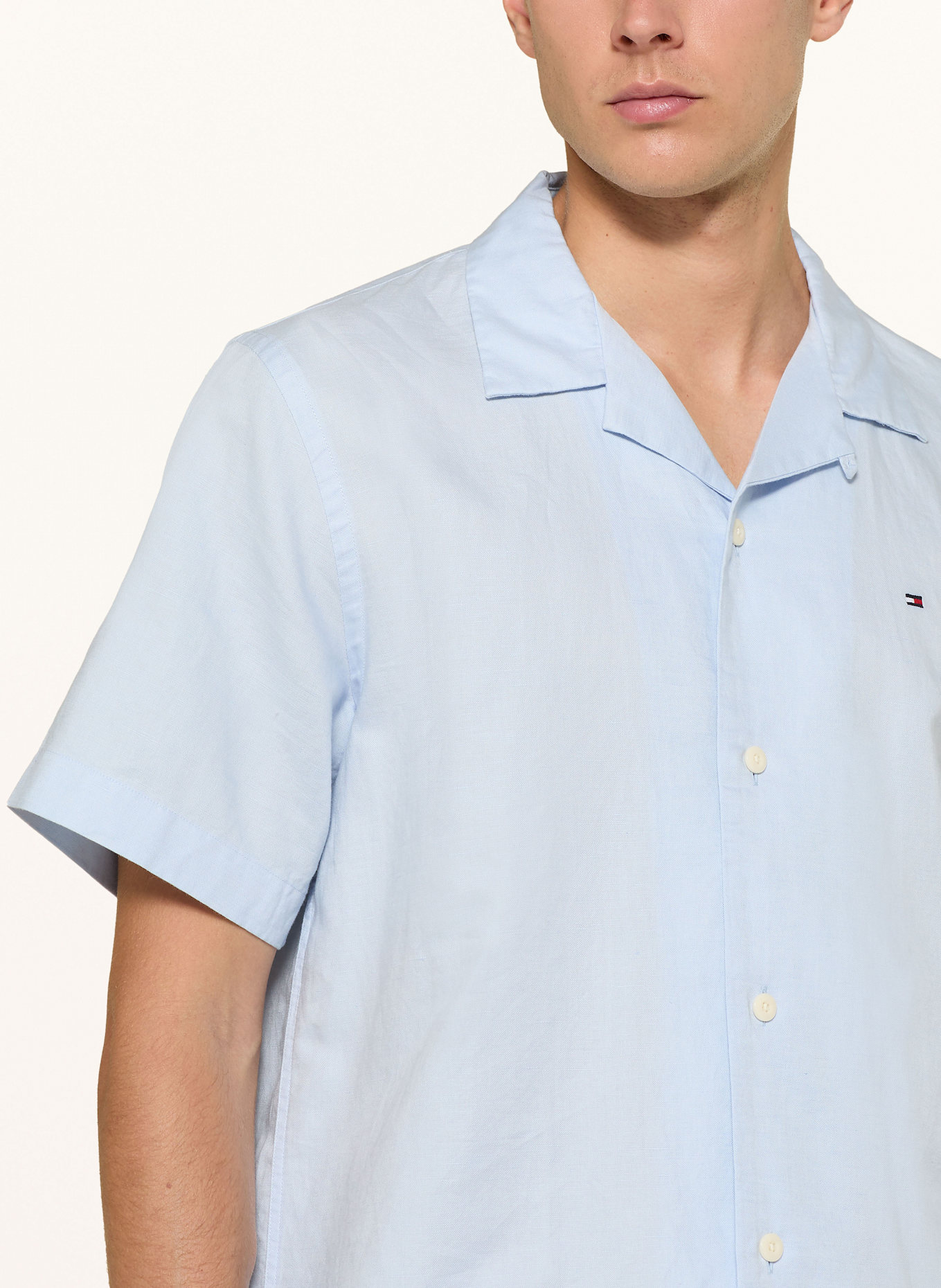 TOMMY HILFIGER Resorthemd Comfort Fit mit Leinen: HELLBLAU