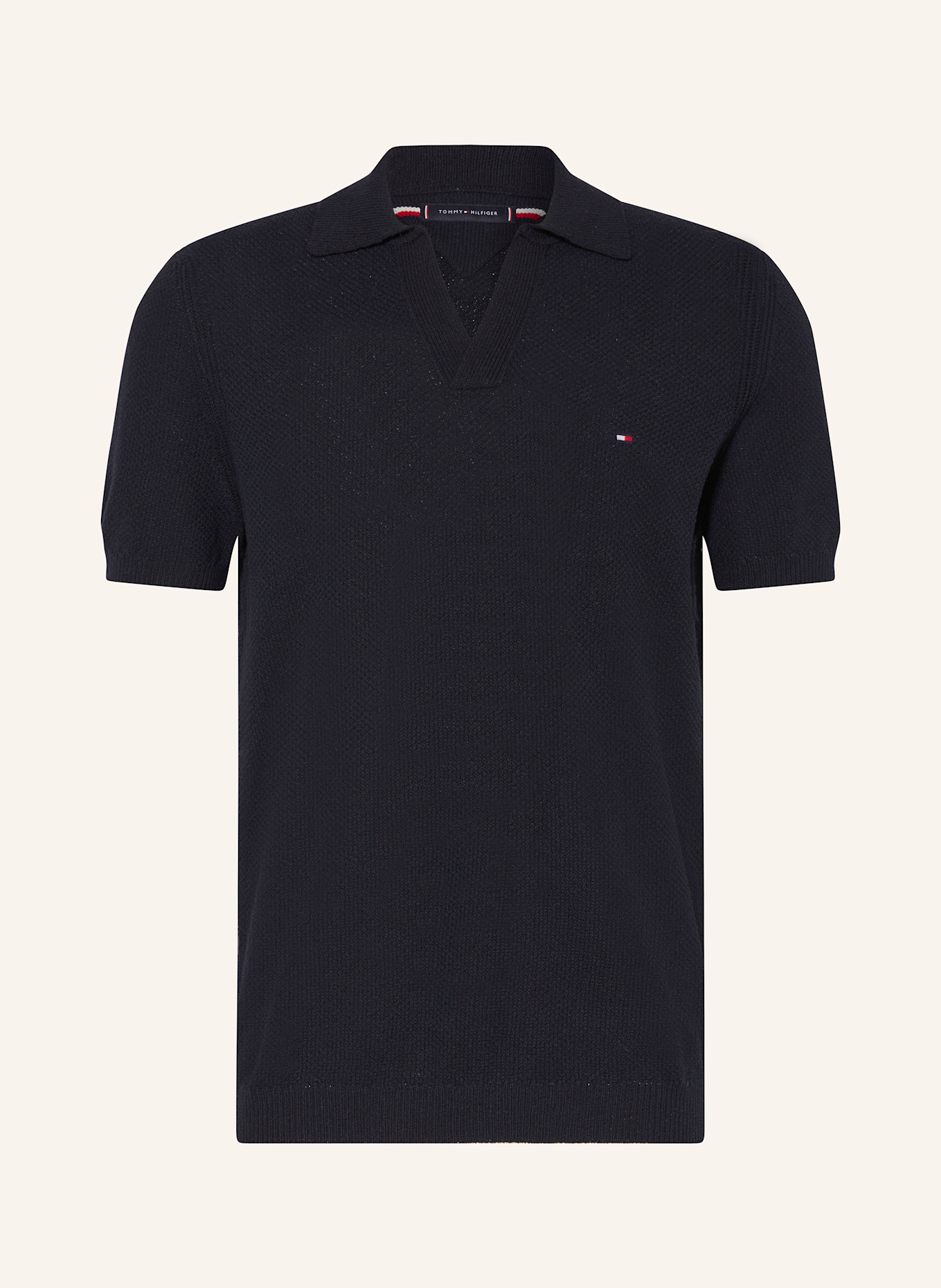 TOMMY HILFIGER Strick-Poloshirt Regular Fit: DUNKELBLAU