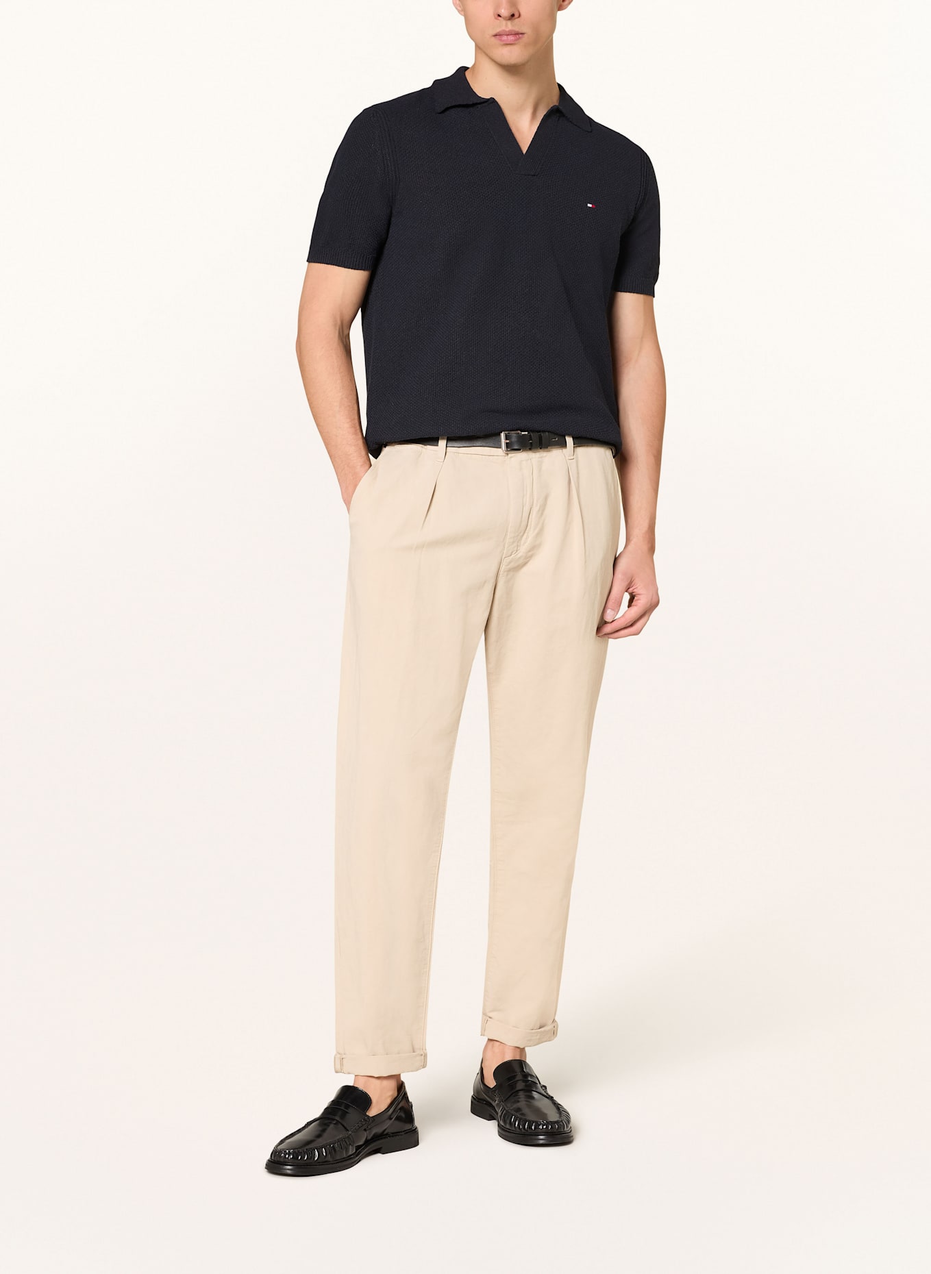 TOMMY HILFIGER Strick-Poloshirt Regular Fit: DUNKELBLAU