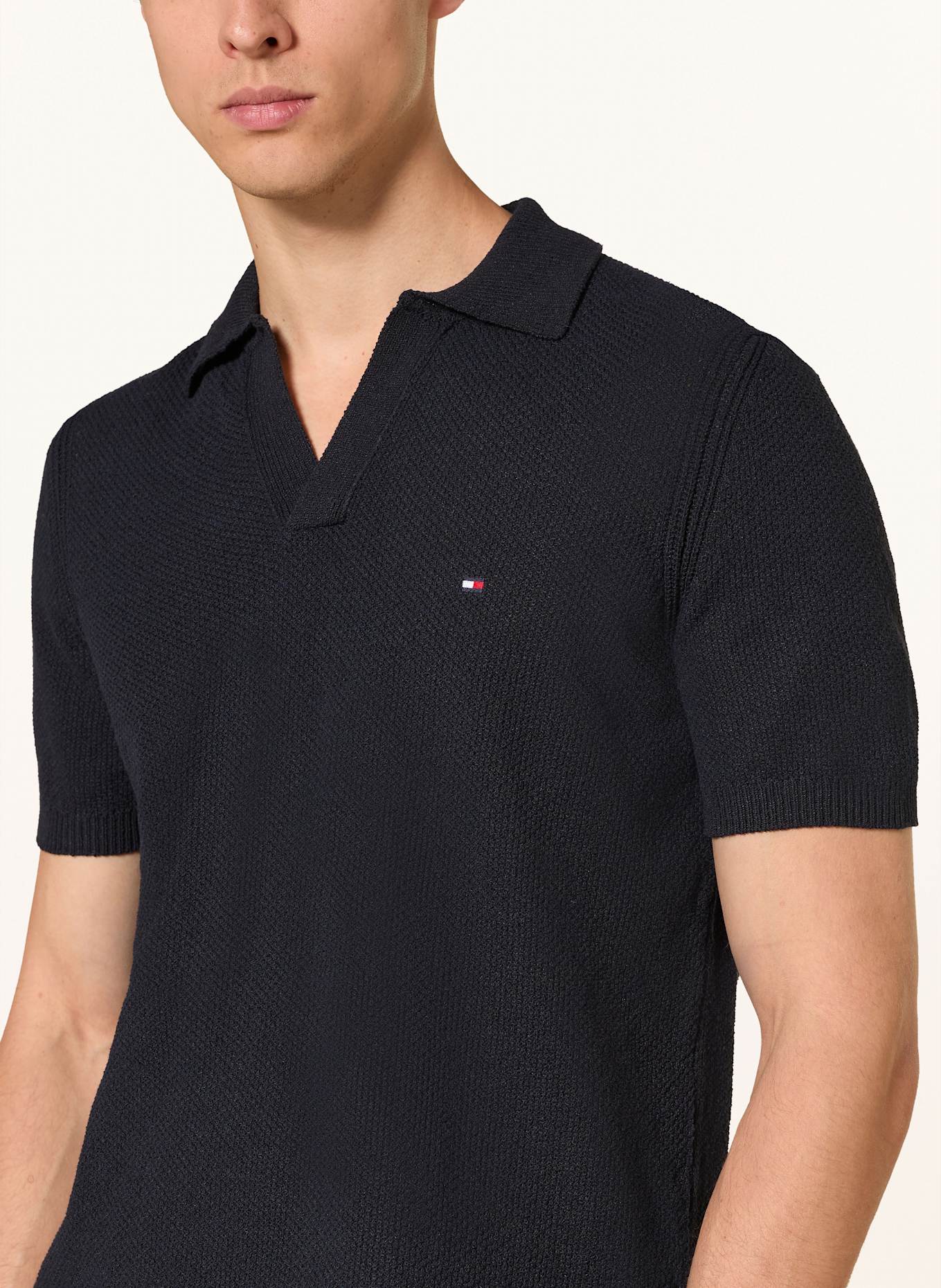 TOMMY HILFIGER Strick-Poloshirt Regular Fit: DUNKELBLAU
