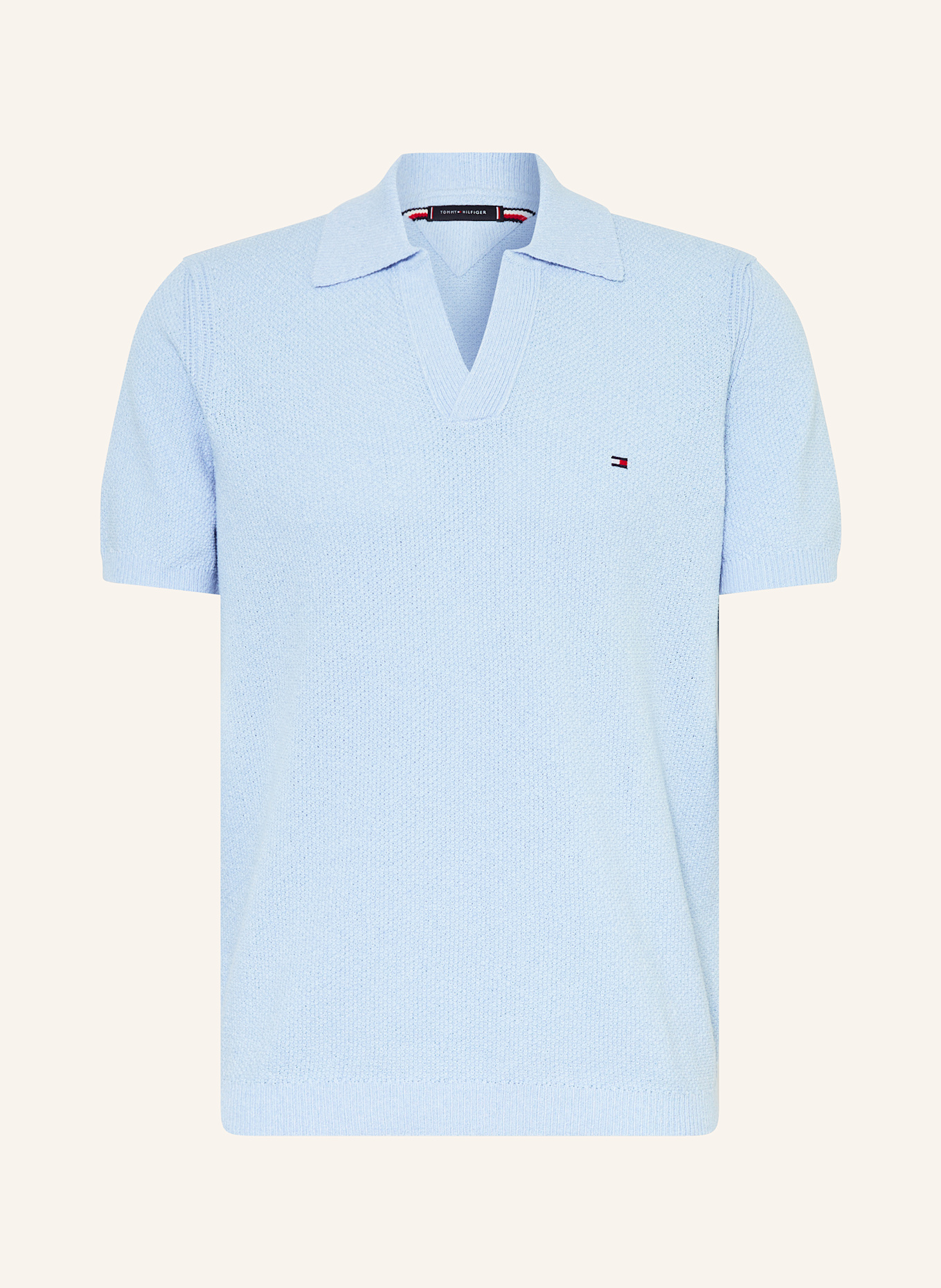 TOMMY HILFIGER Strick-Poloshirt Regular Fit: HELLBLAU