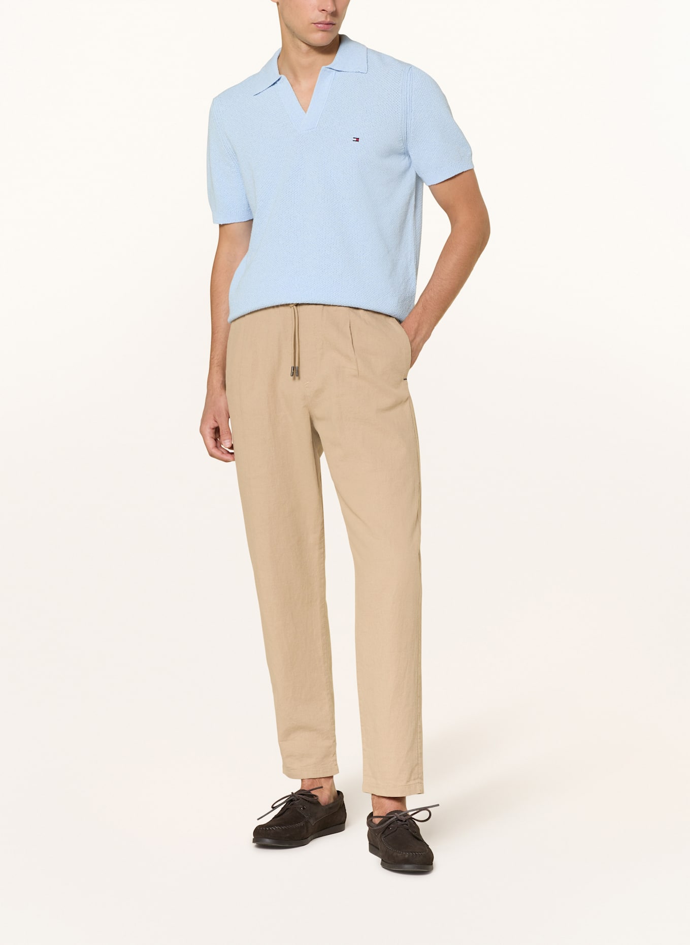 TOMMY HILFIGER Strick-Poloshirt Regular Fit: HELLBLAU