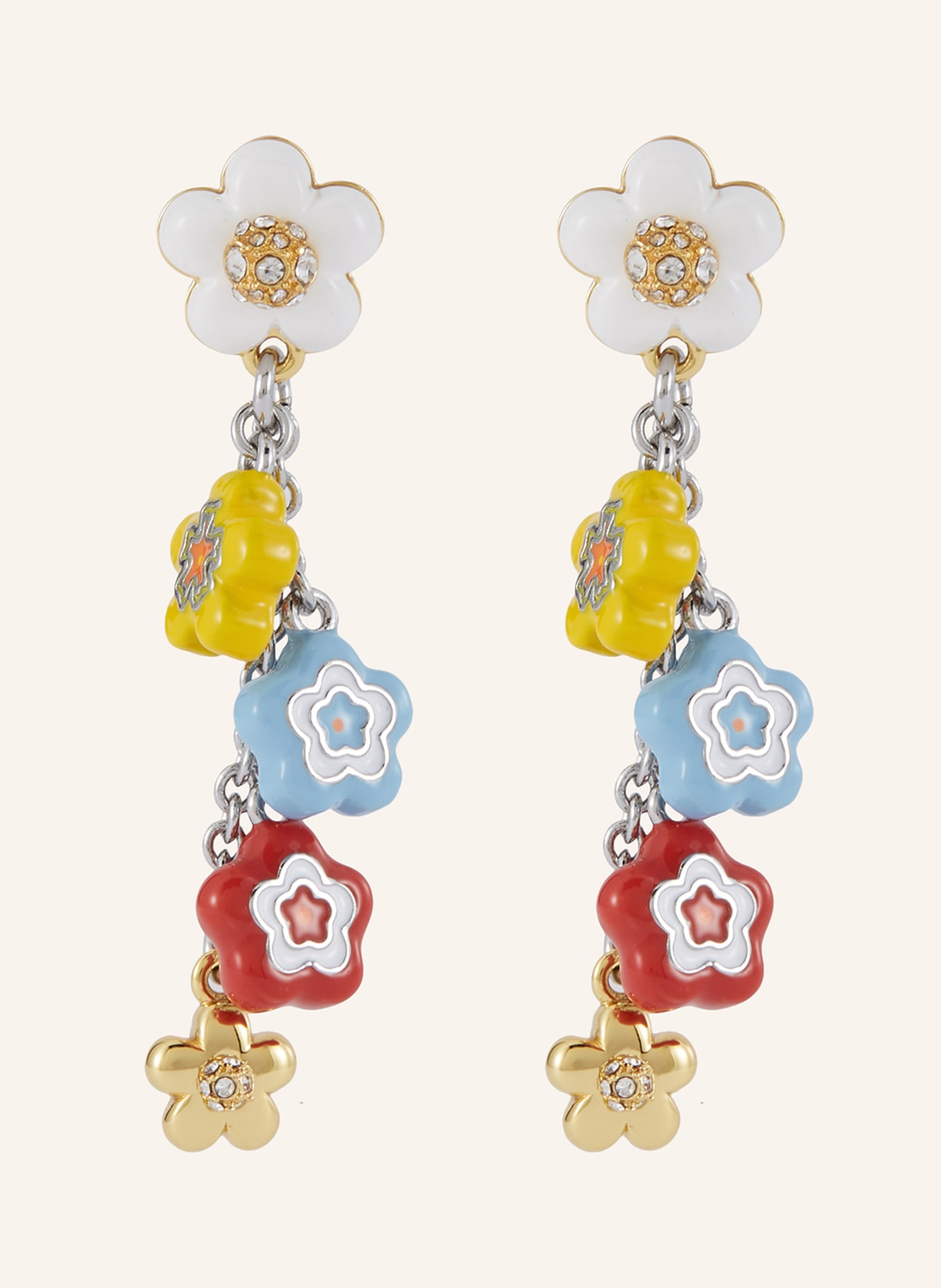 MARC JACOBS Wiszące kolczyki WILD DAISY: SREBRNY / CZERWONY / CIEMNOŻÓŁTY