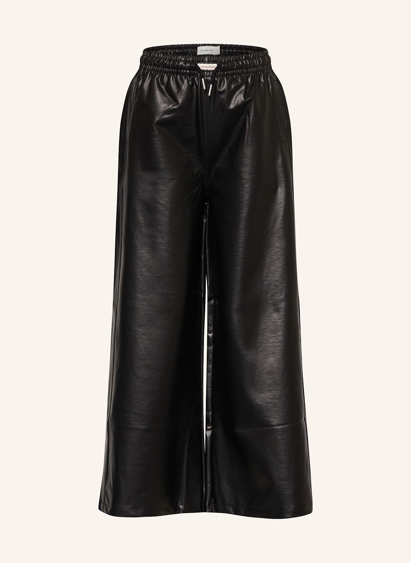 Calvin Klein Marlenehose in Lederoptik: SCHWARZ