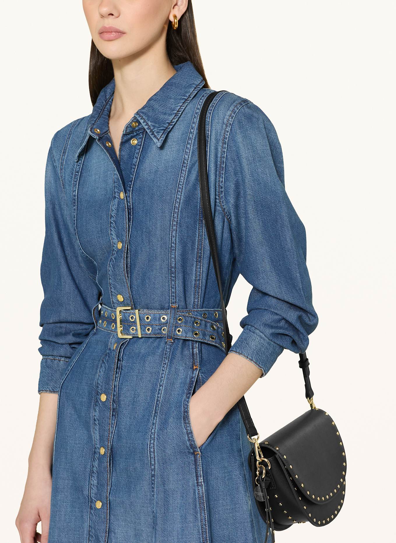 SEIDENFELT Umhängetasche SENJA SADDLE: SCHWARZ