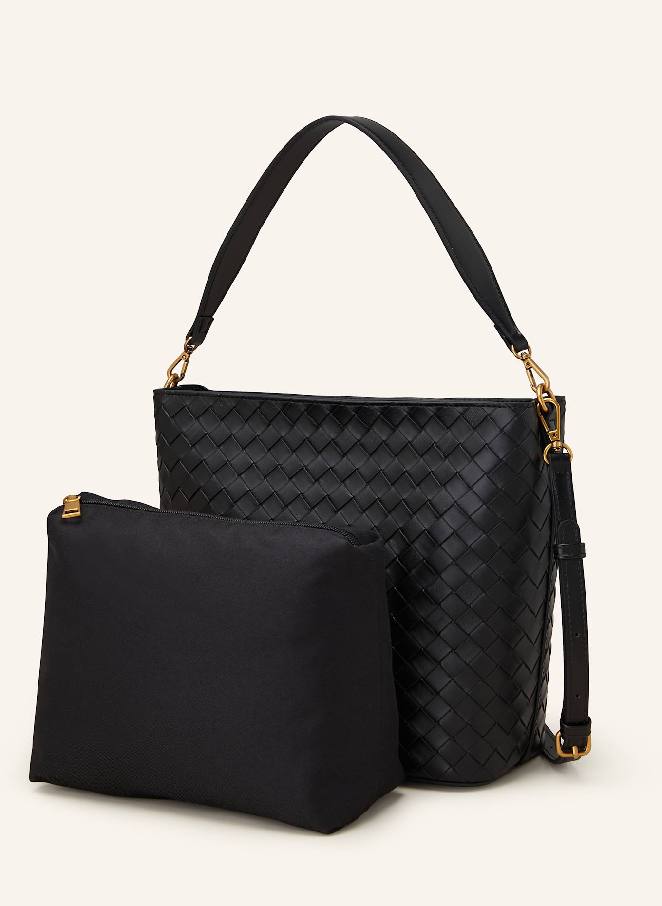 SEIDENFELT Umhängetasche KINNA mit Pouch: SCHWARZ