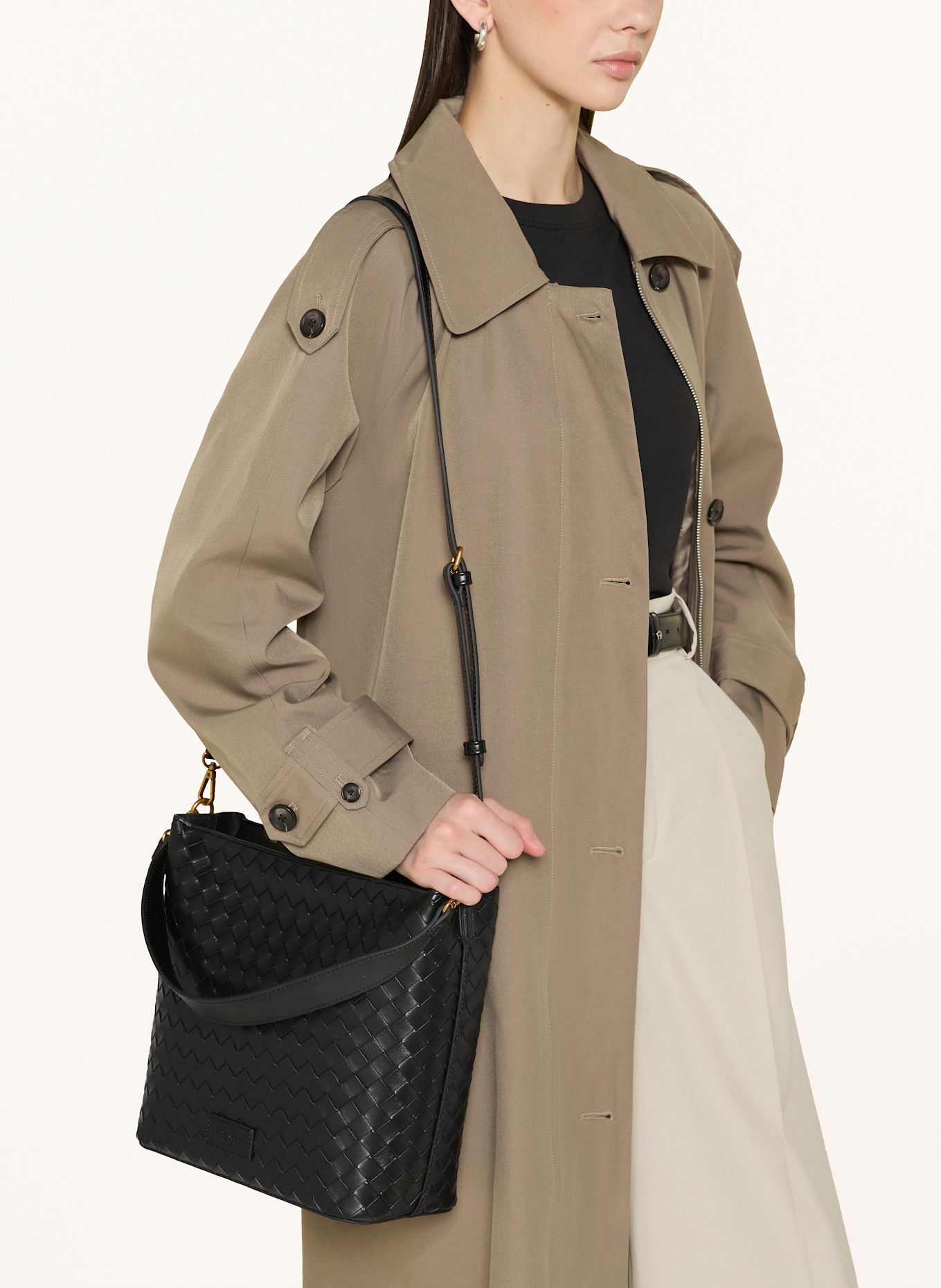 SEIDENFELT Umhängetasche KINNA mit Pouch: SCHWARZ