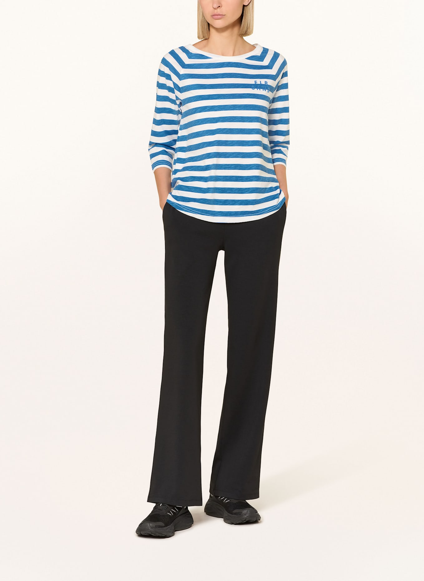 ELBSAND Shirt CELINA mit 3/4-Arm: WEISS/ BLAU