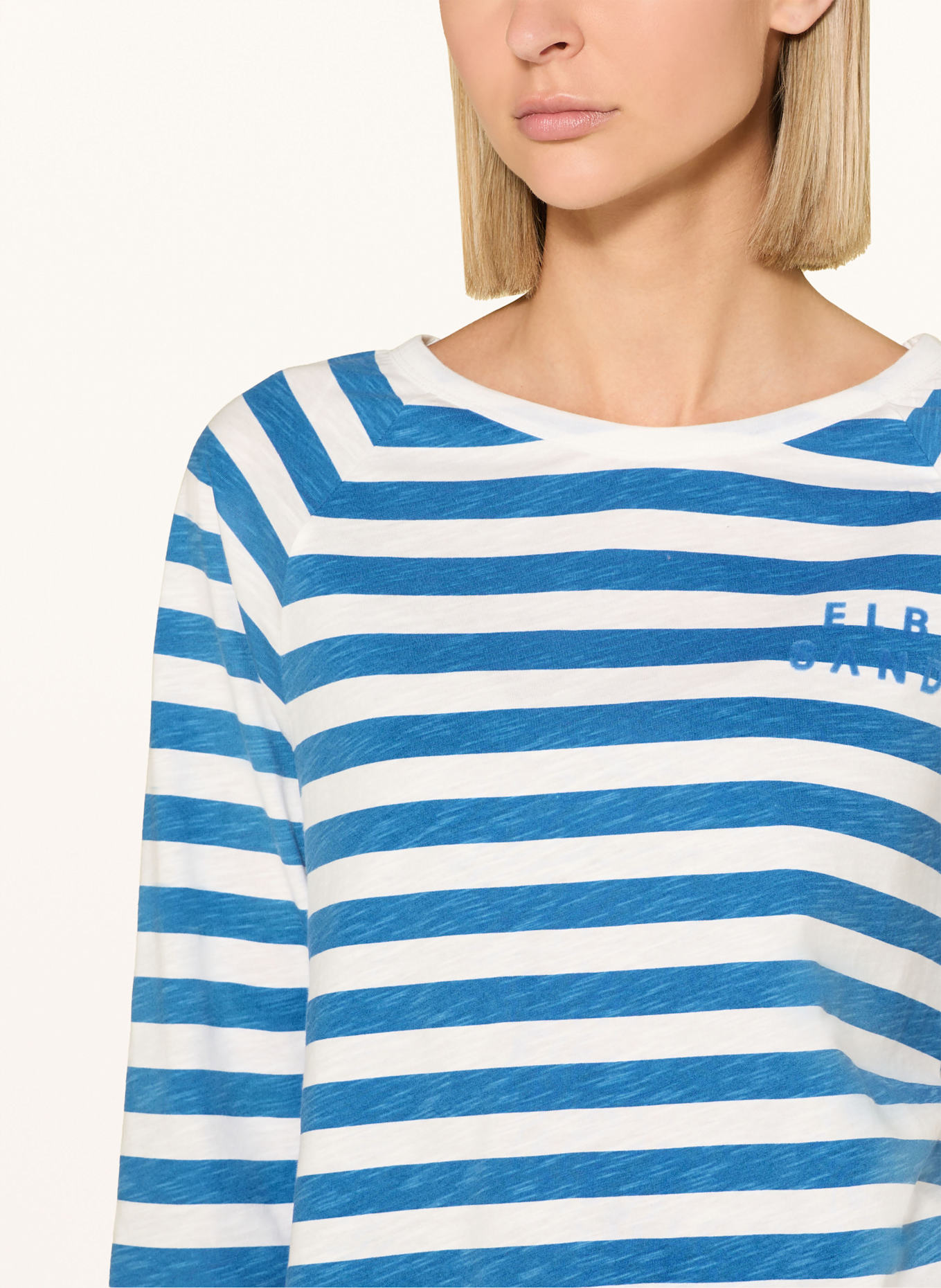 ELBSAND Shirt CELINA mit 3/4-Arm: WEISS/ BLAU