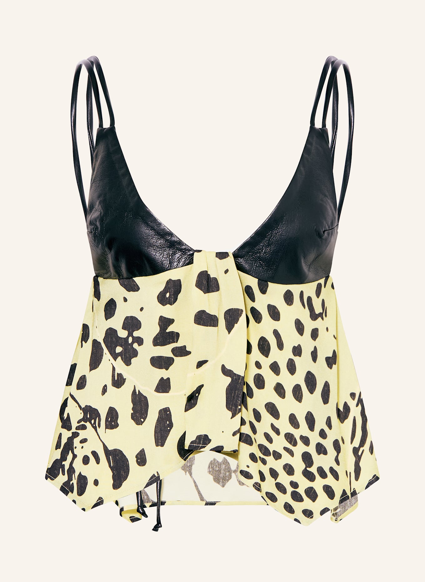 Nanushka Cropped-Top NYSSA im Materialmix: HELLGELB / SCHWARZ