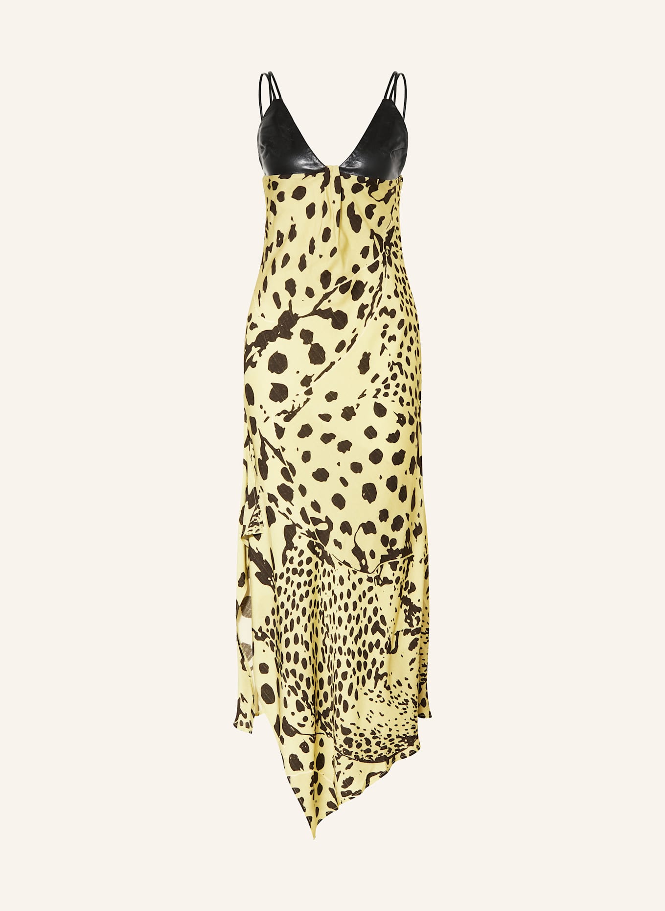 Nanushka Kleid ELENI im Materialmix: HELLGELB/ SCHWARZ