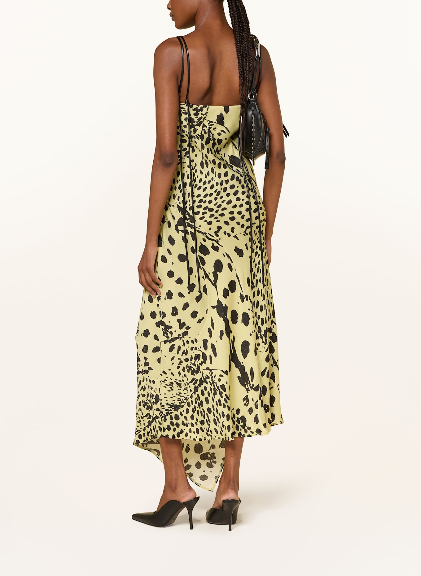 Nanushka Kleid ELENI im Materialmix: HELLGELB/ SCHWARZ