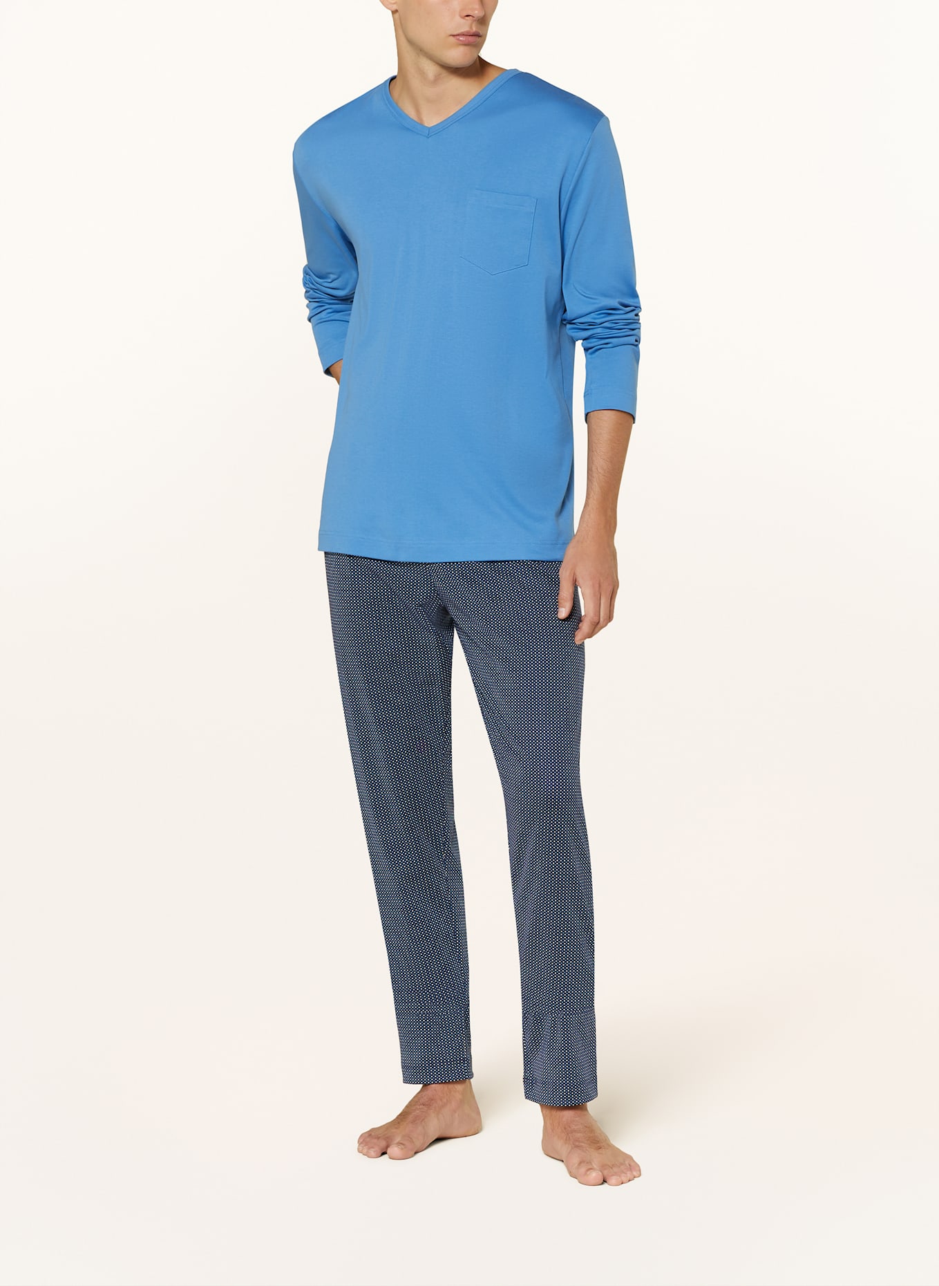 mey Schlafanzug Serie MICRO BLUE: BLAU