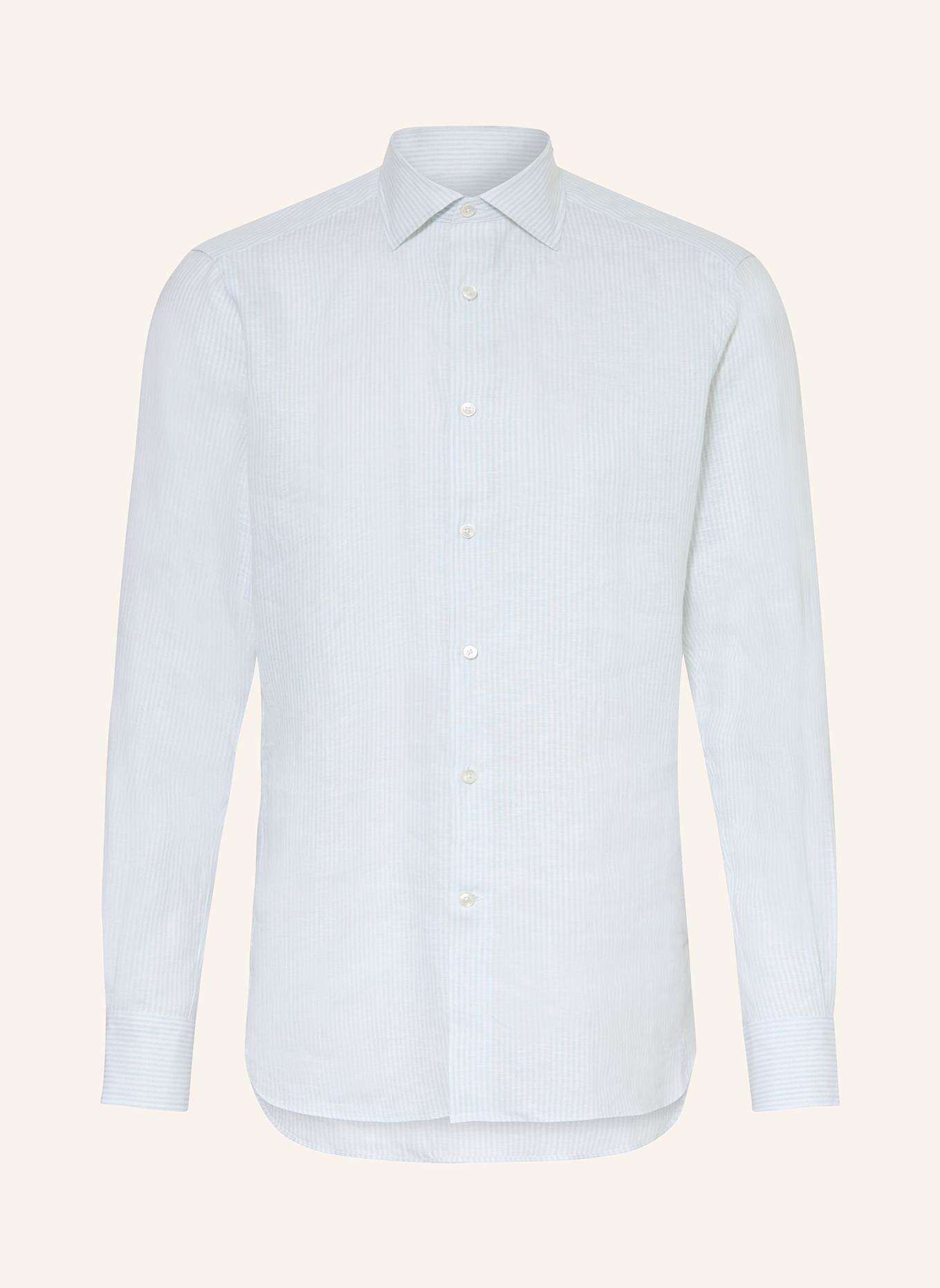 ZEGNA Leinenhemd Regular Fit: WEISS / HELLBLAU