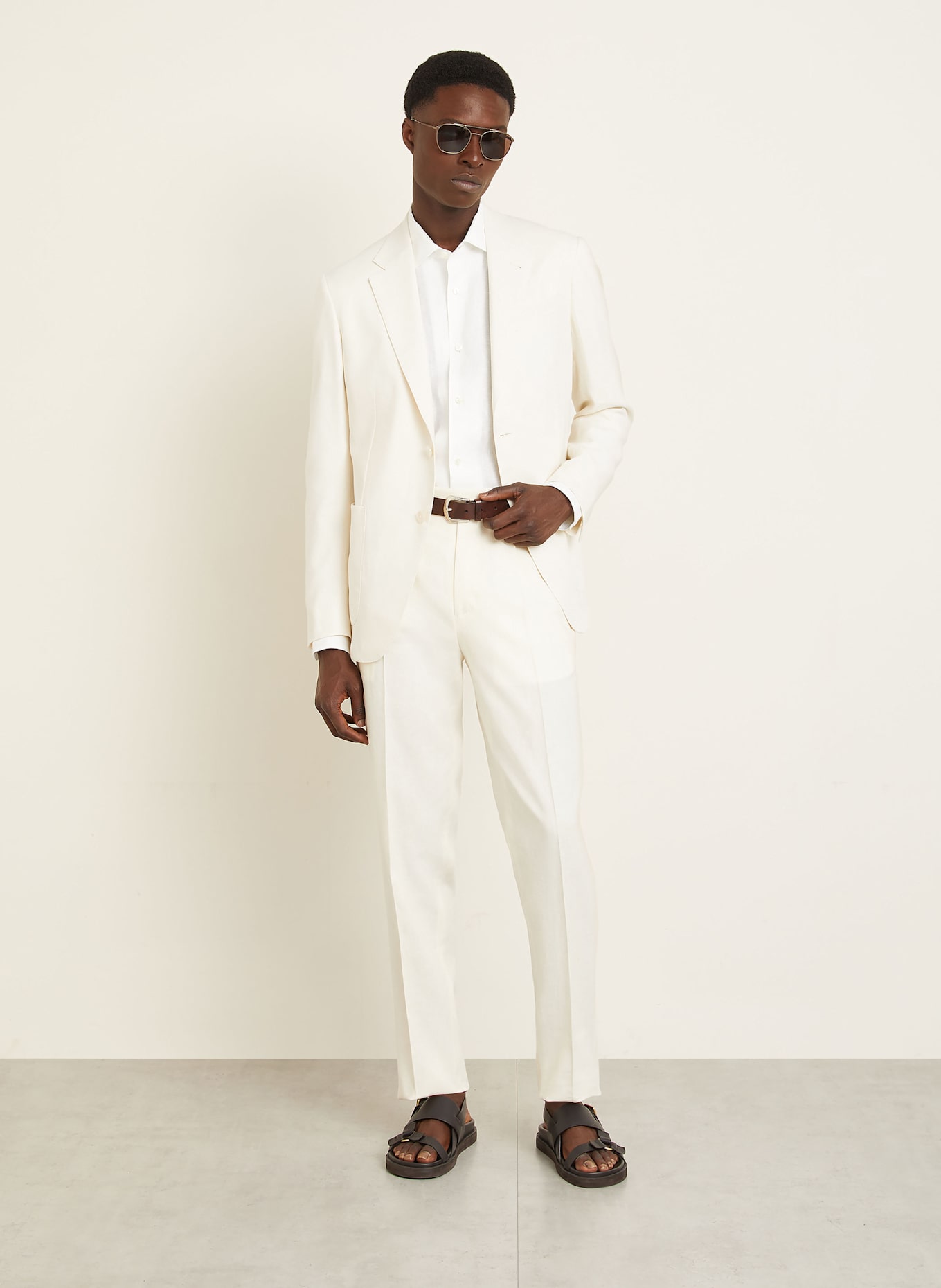 ZEGNA Anzughose Slim Fit aus Leinen: ECRU