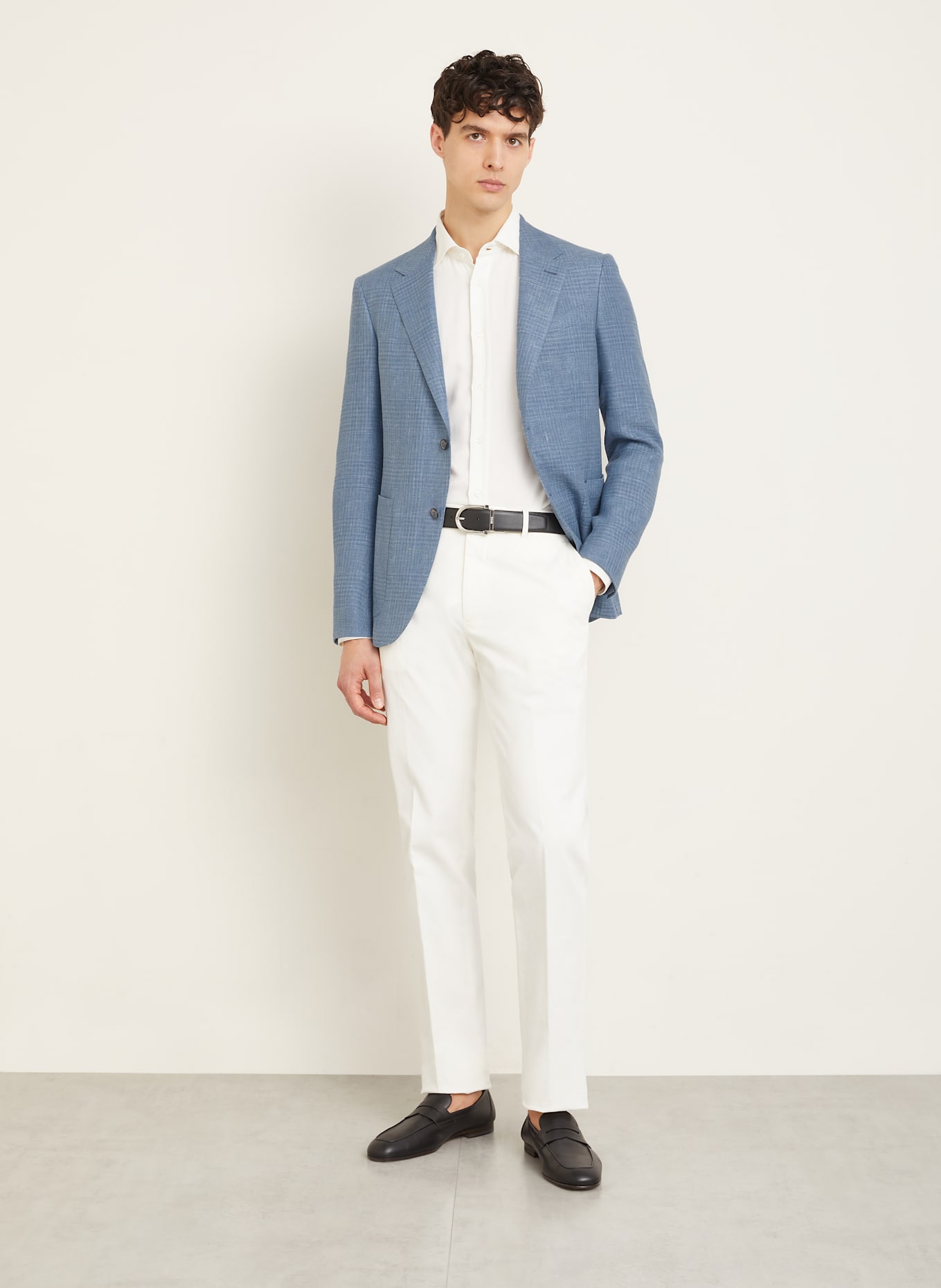 ZEGNA Sakko mit Leinen Slim Fit: BLAU