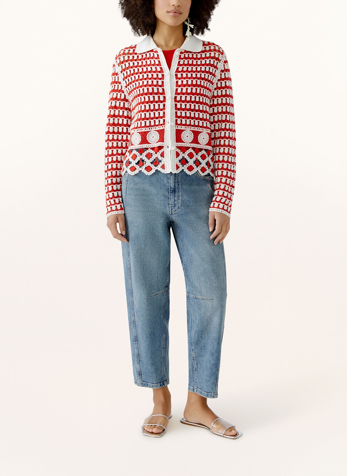 oui Strickjacke: ROT/ WEISS