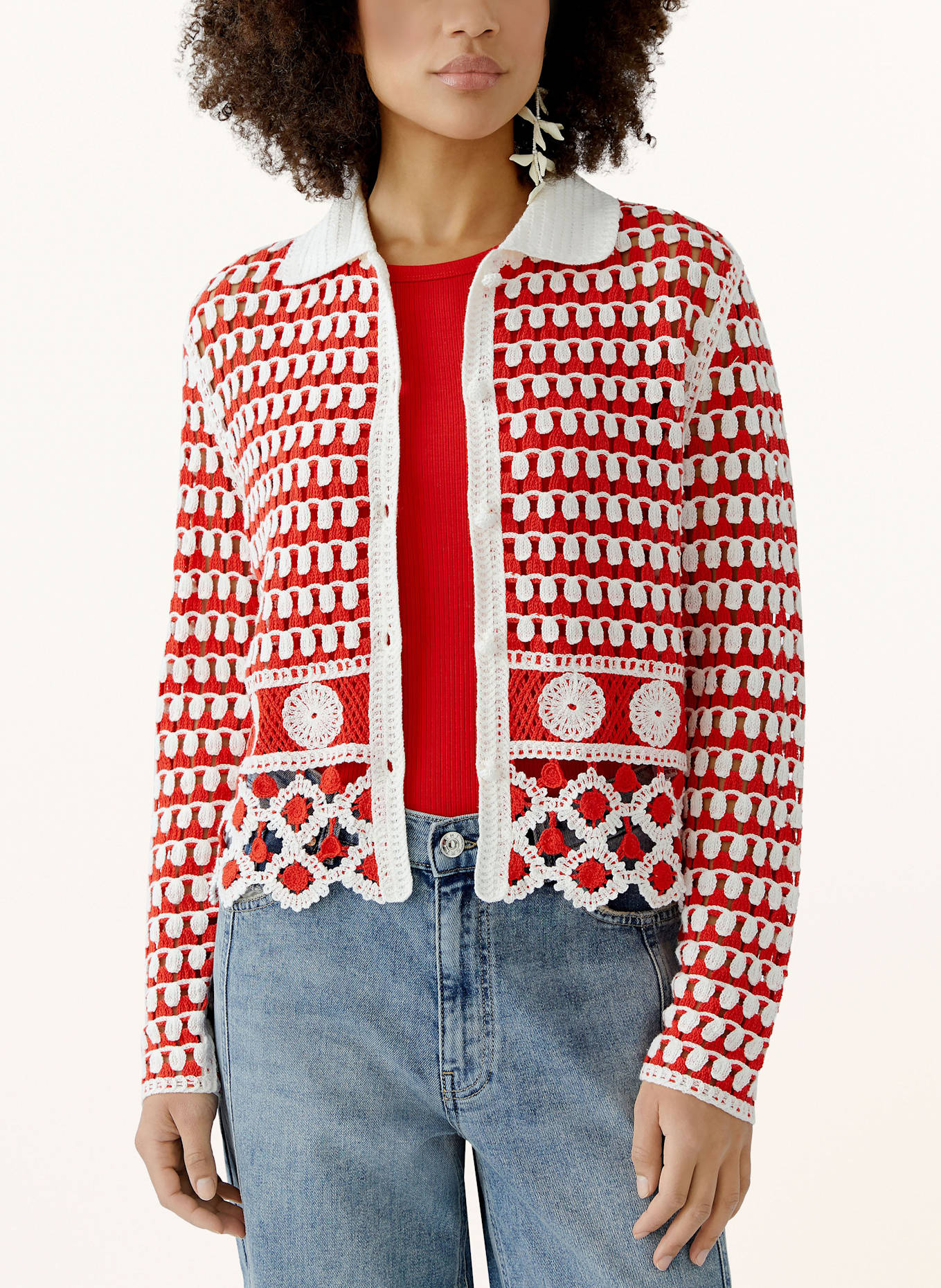 oui Strickjacke: ROT/ WEISS