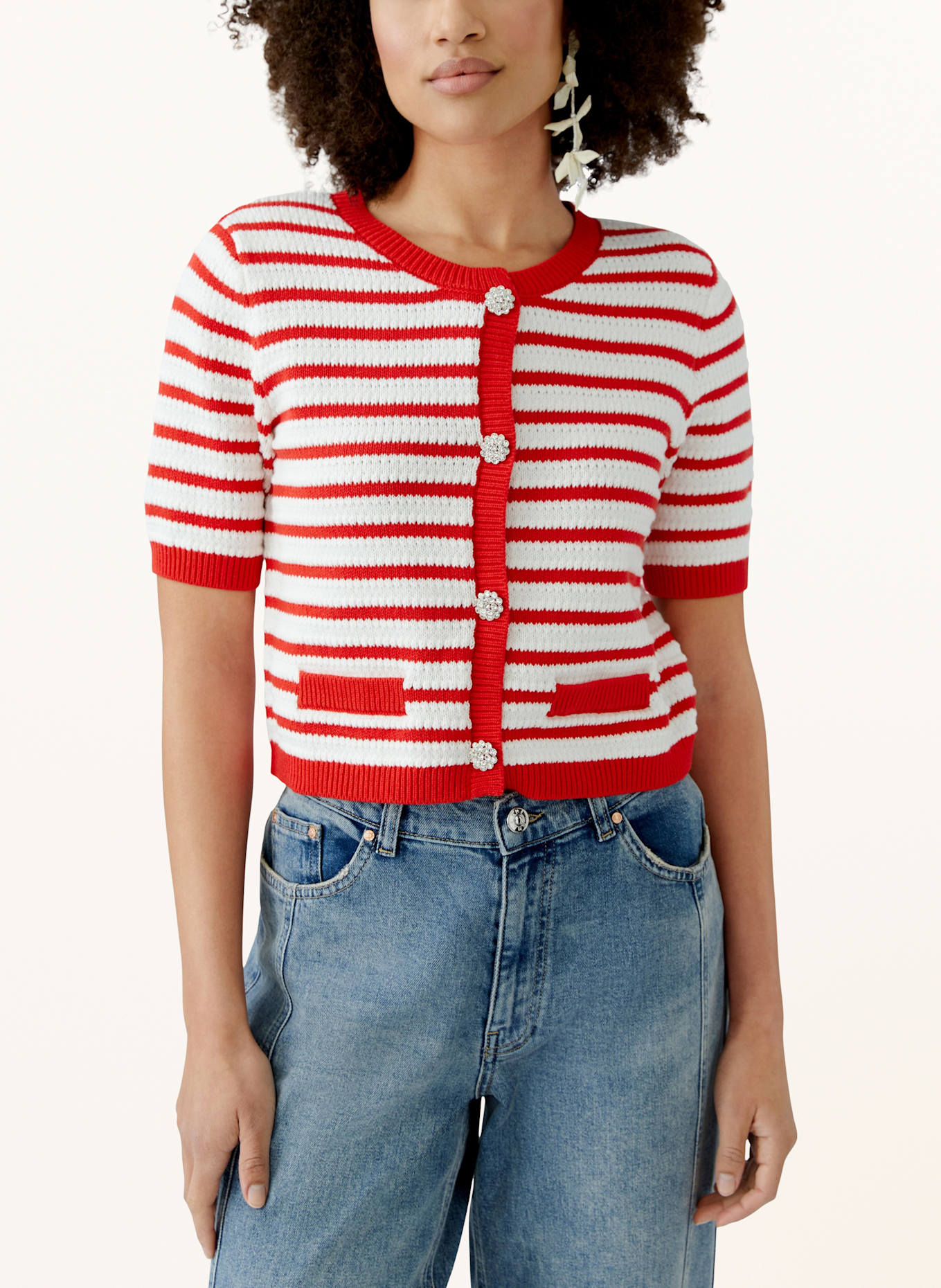 oui Strickjacke: ROT/ WEISS