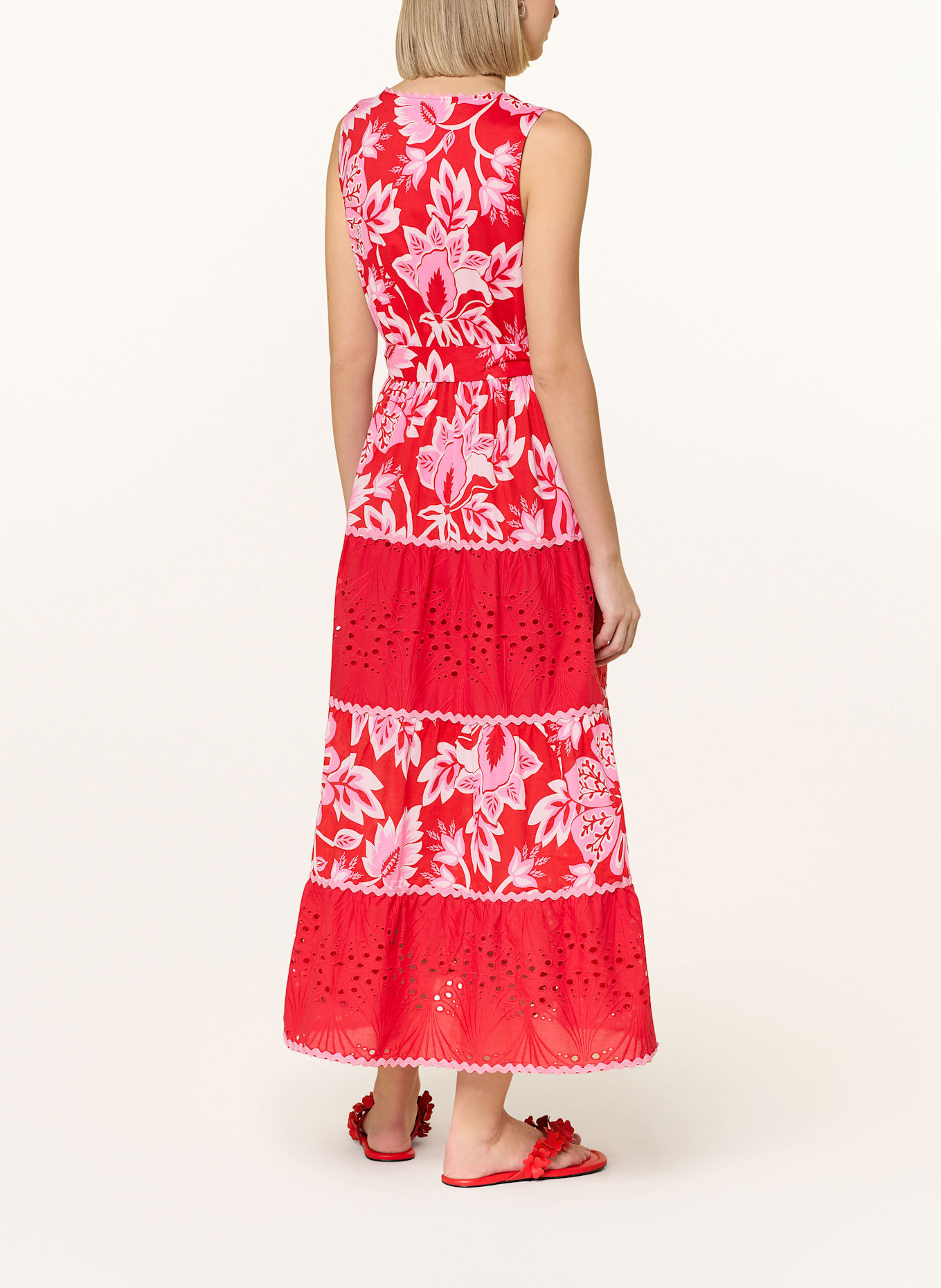 oui Kleid mit Lochspitze: ROT/ PINK