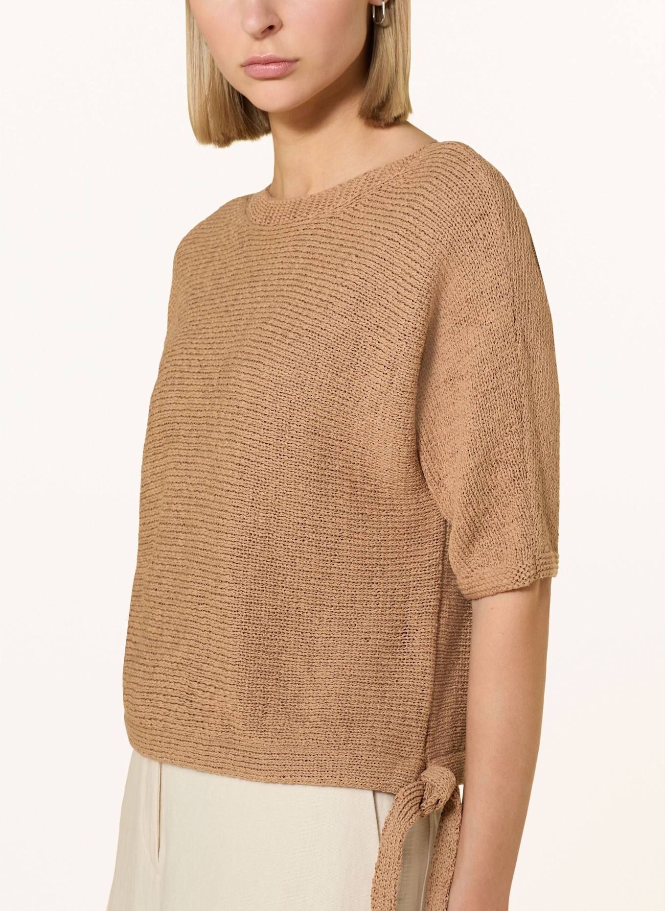 oui Strickshirt mit 3/4-Arm: CAMEL