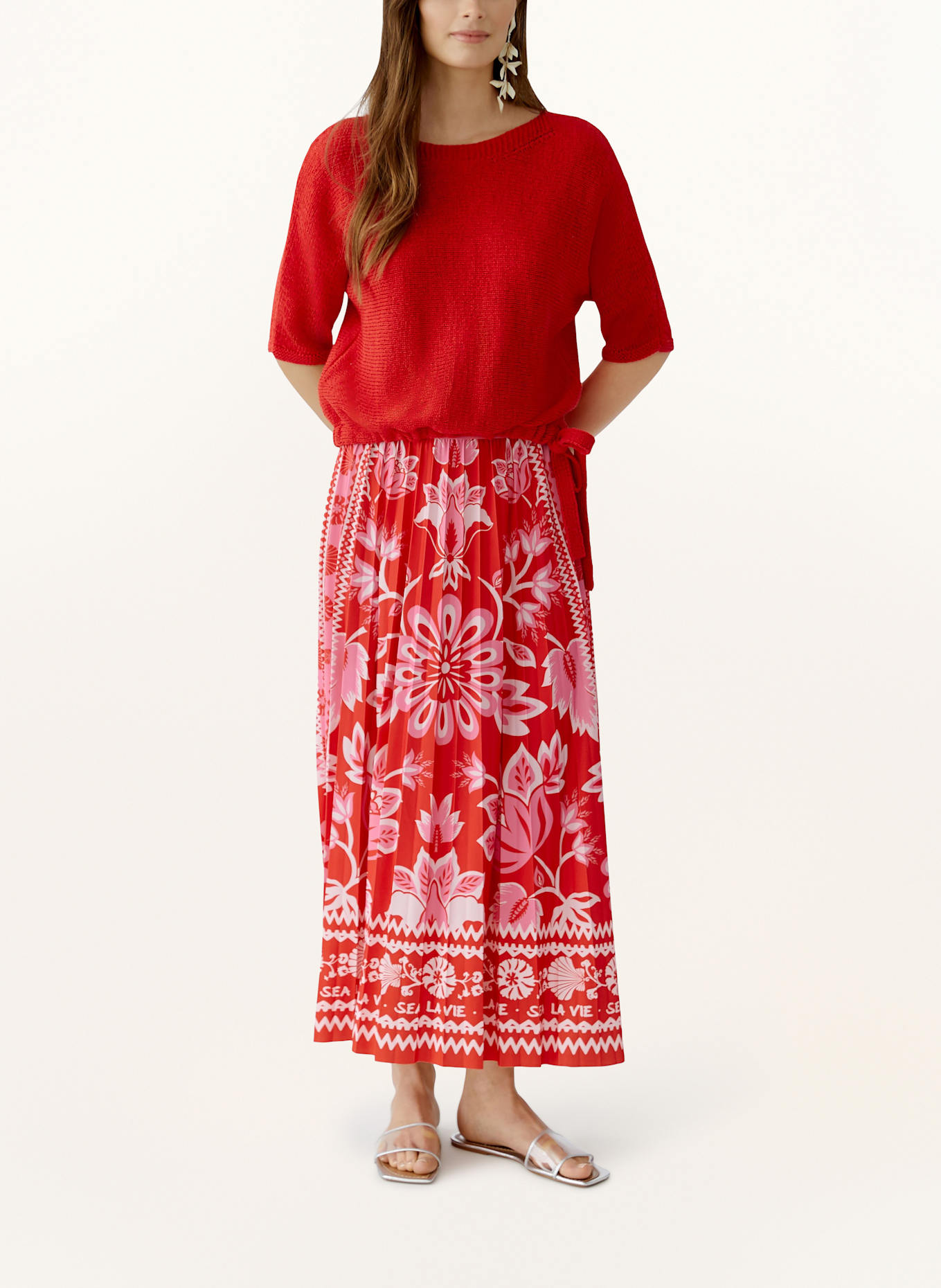 oui Strickshirt mit 3/4-Arm: ROT
