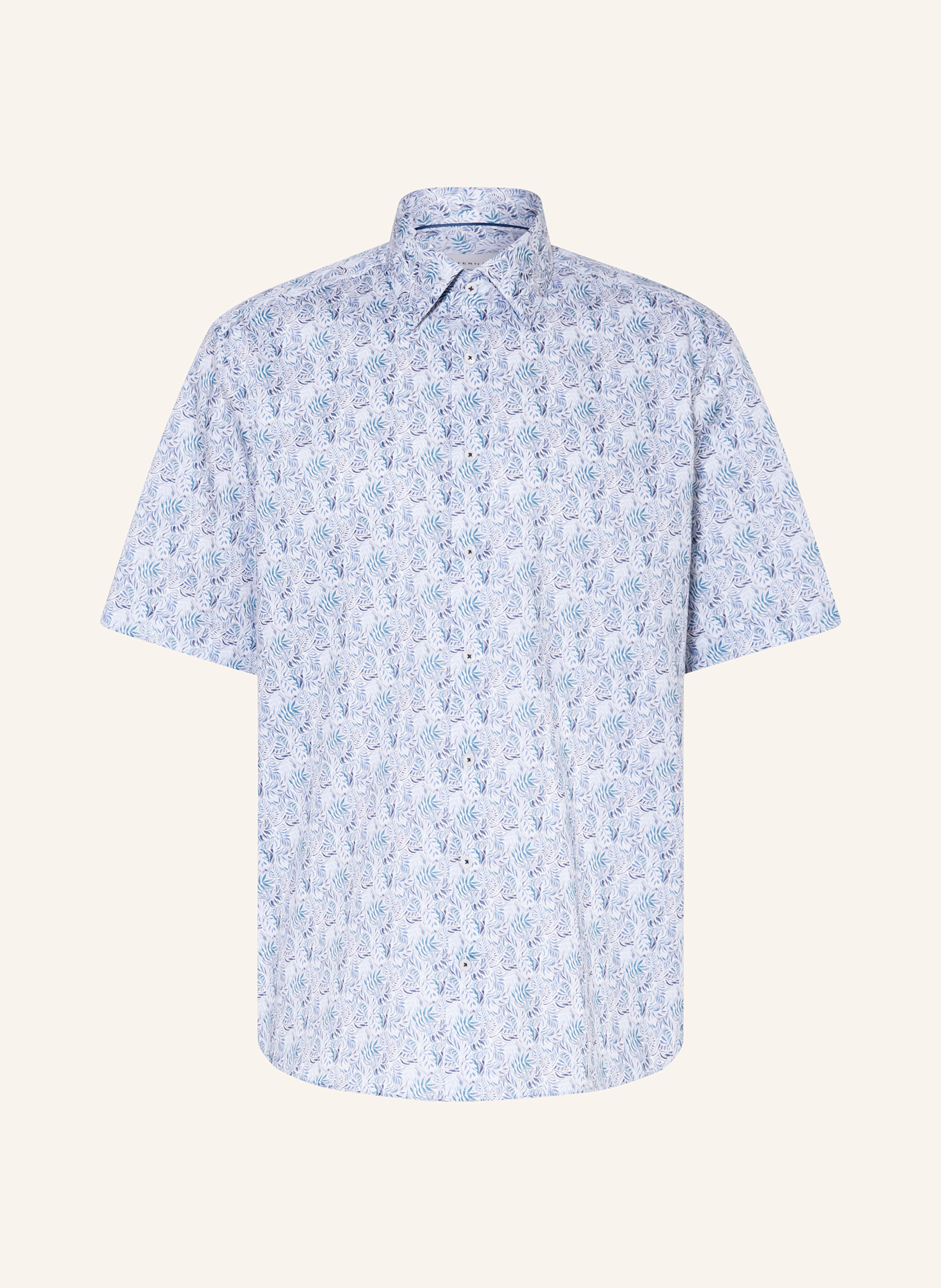 ETERNA Kurzarm-Hemd Comfort Fit: BLAU/ WEISS