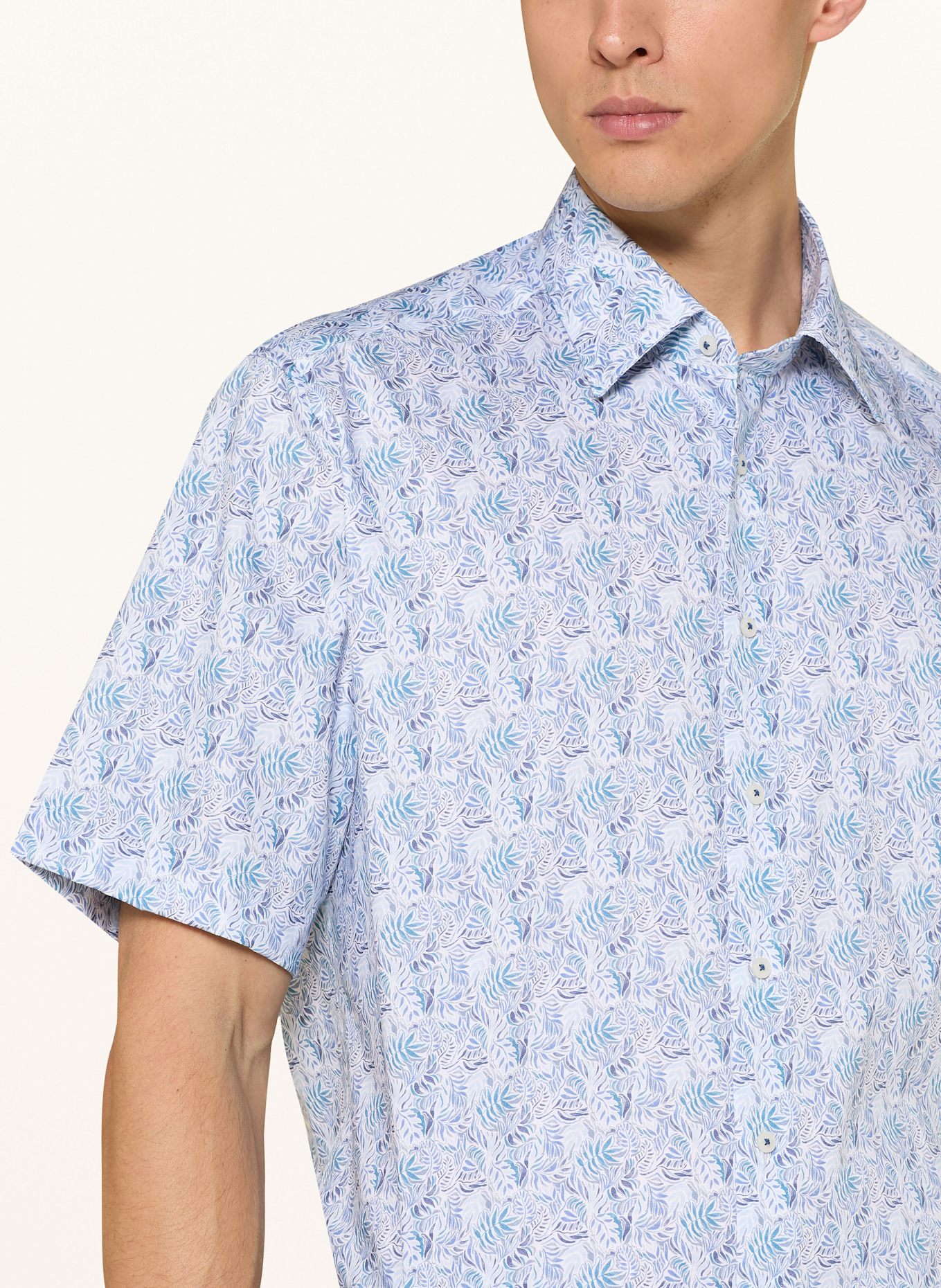 ETERNA Kurzarm-Hemd Comfort Fit: BLAU/ WEISS