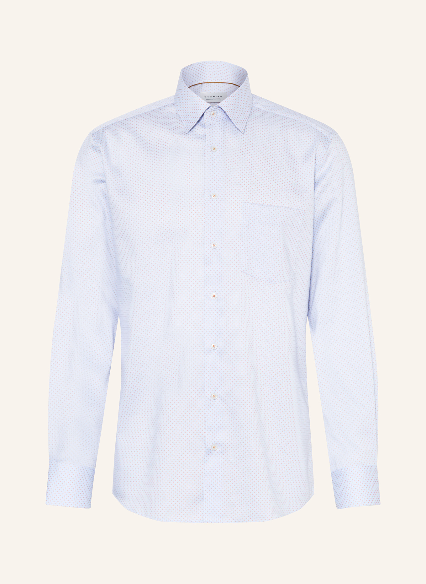 ETERNA Shirt modern fit: BEIGE/ LIGHT BLUE/ WHITE