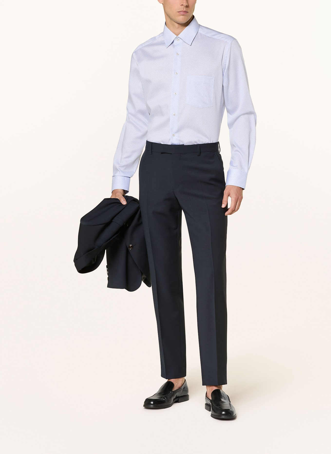 ETERNA Shirt modern fit: BEIGE/ LIGHT BLUE/ WHITE