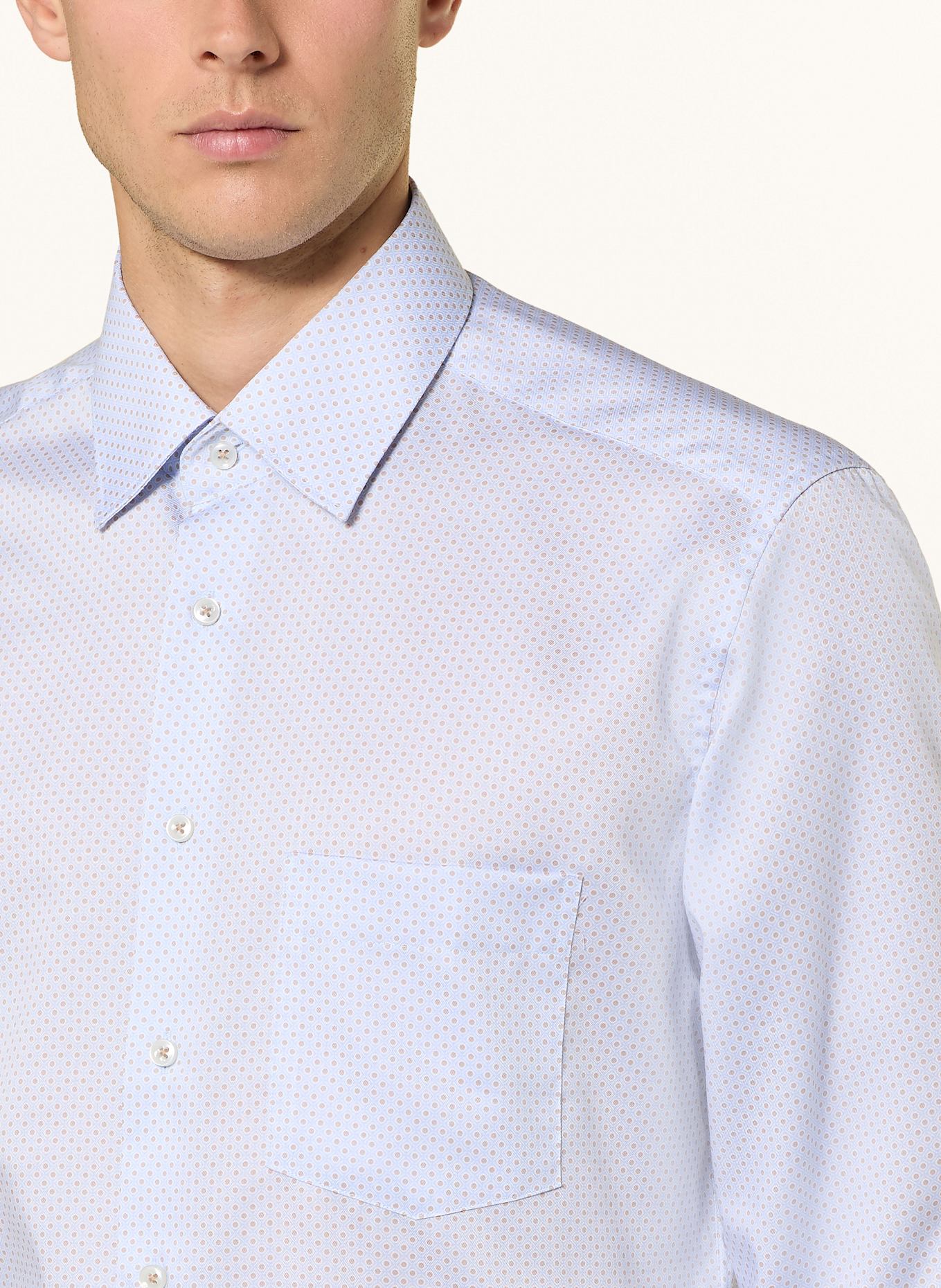ETERNA Shirt modern fit: BEIGE/ LIGHT BLUE/ WHITE