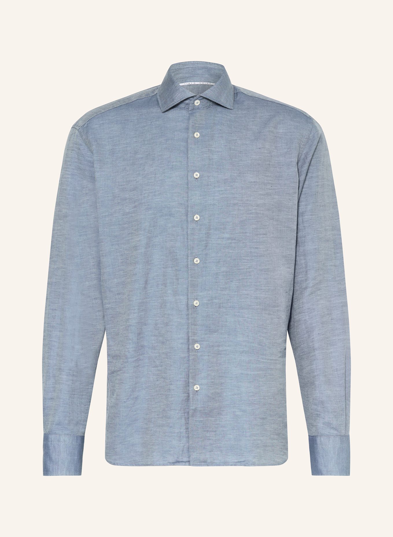 1863 by ETERNA Printed Mid-length Shirt with linen: DARK BLUE