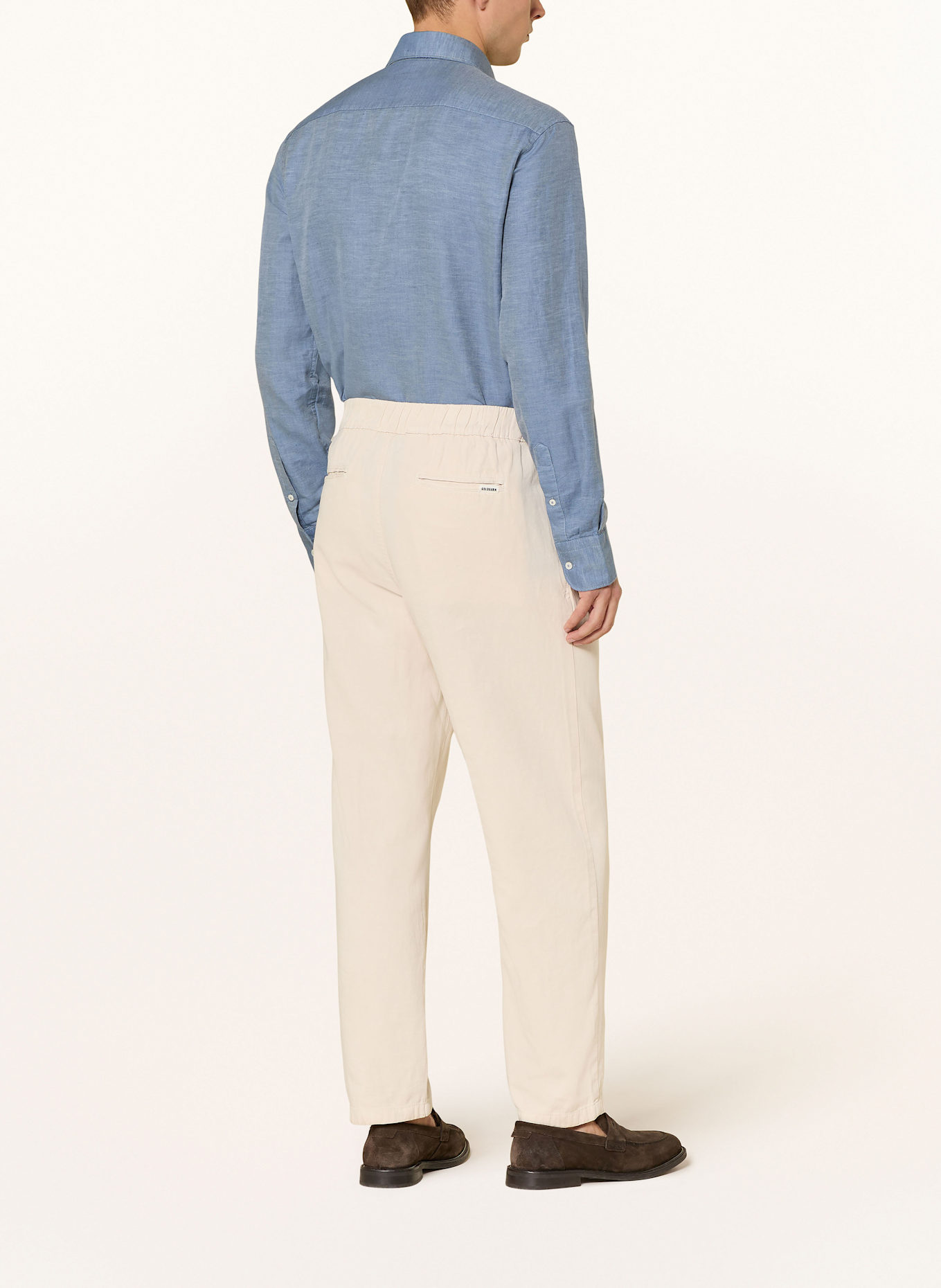 1863 by ETERNA Printed Mid-length Shirt with linen: DARK BLUE