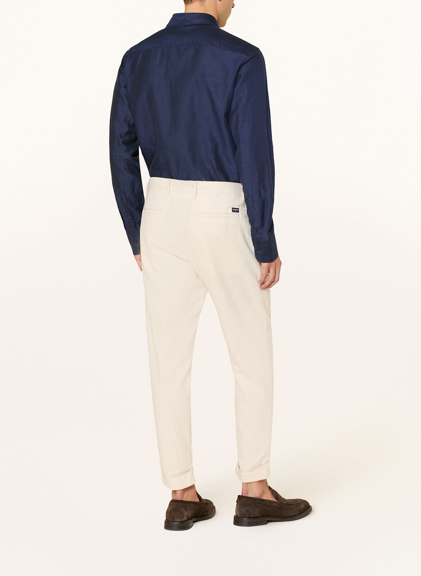 1863 by ETERNA Hemd Slim Fit mit Leinen: DUNKELBLAU