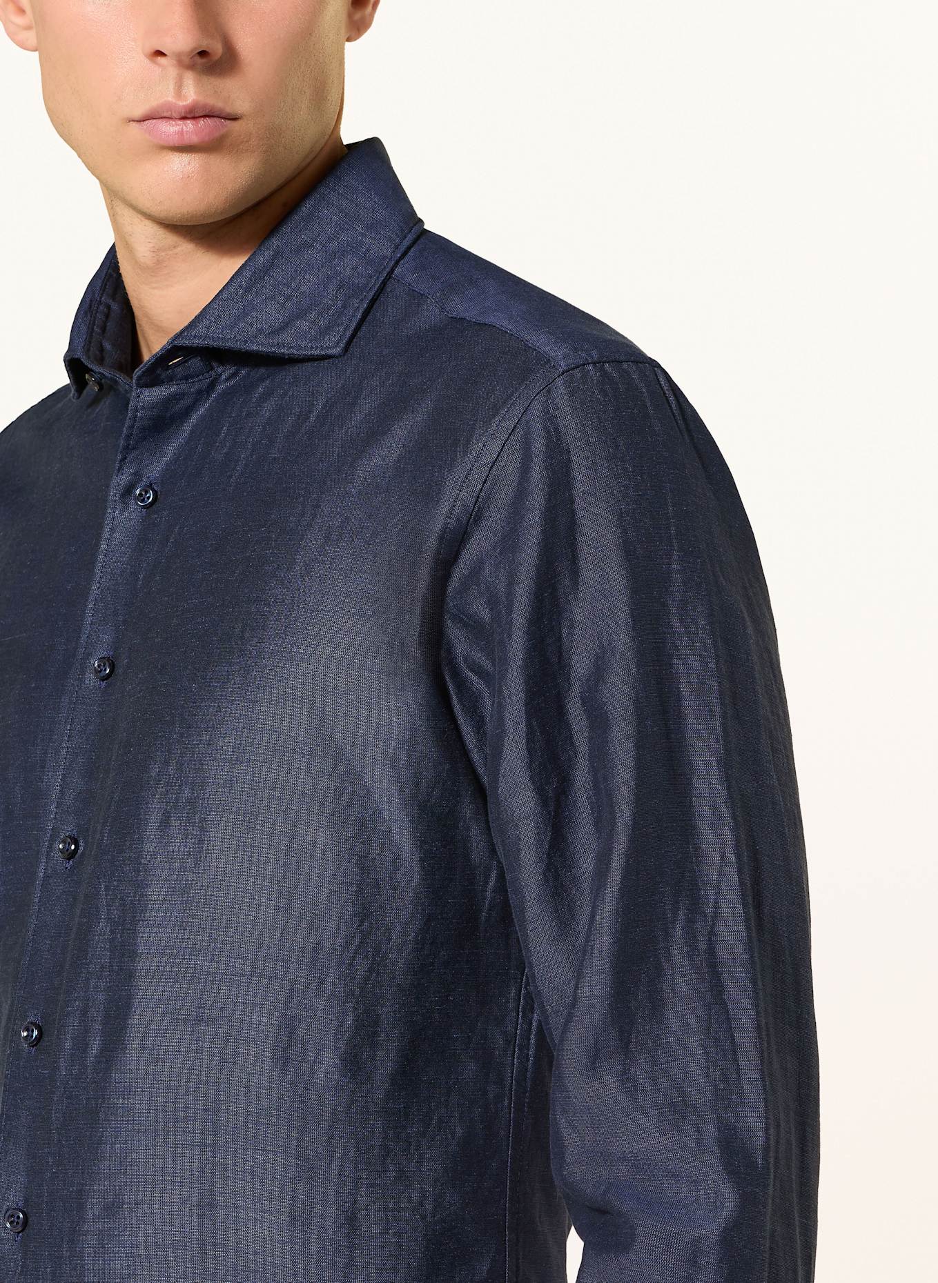 1863 by ETERNA Hemd Slim Fit mit Leinen: DUNKELBLAU