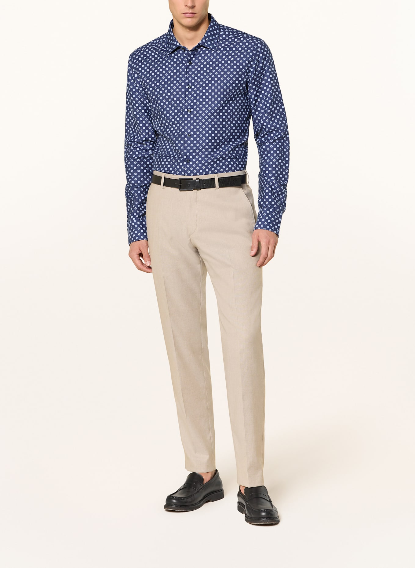 1863 by ETERNA Hemd Slim Fit mit Leinen: DUNKELBLAU