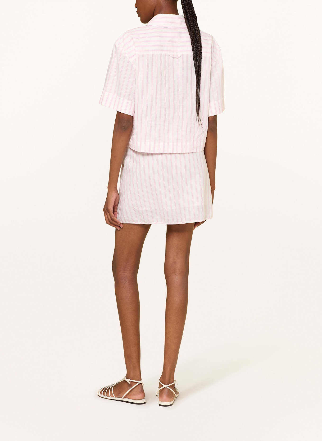 SIMKHAI Spódnica CATHERINE z lnem: BIAŁY / RÓŻOWY