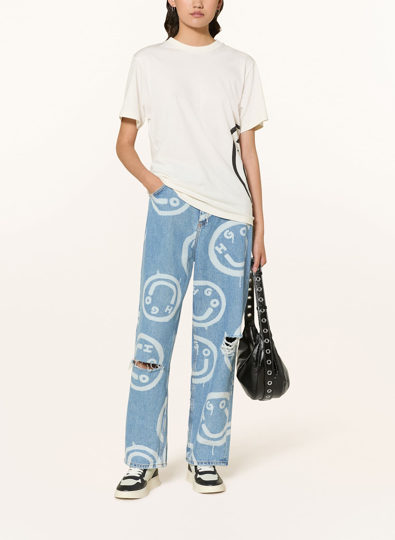 HUGO T-shirt VINTAGE: BIAŁY / CZARNY