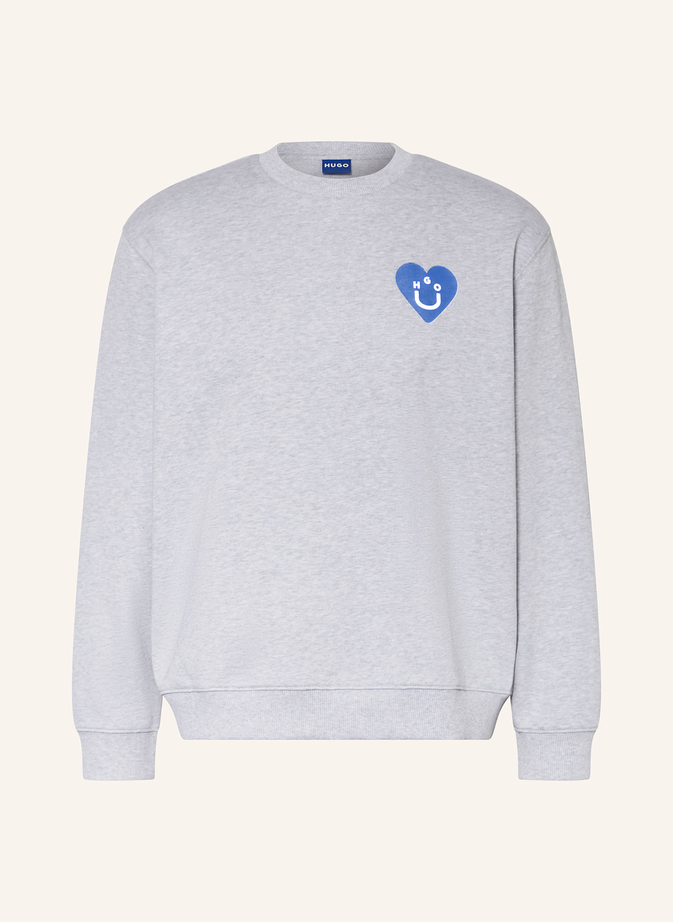 HUGO BLUE Oversized sweatshirt CREW: LIGHT GRAY/ BLUE/ BLACK