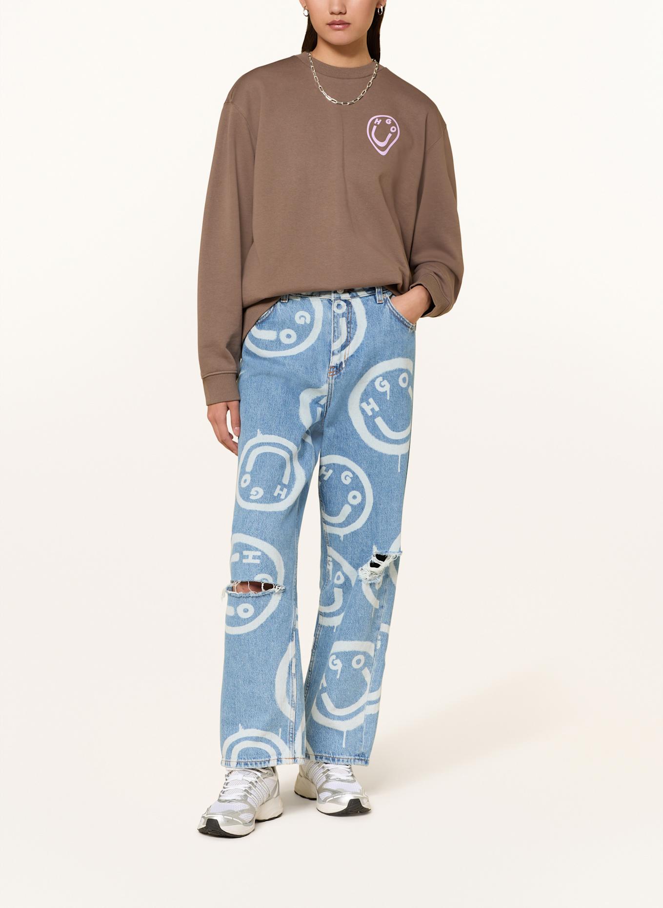 HUGO Oversized-Sweatshirt CREW: BRAUN