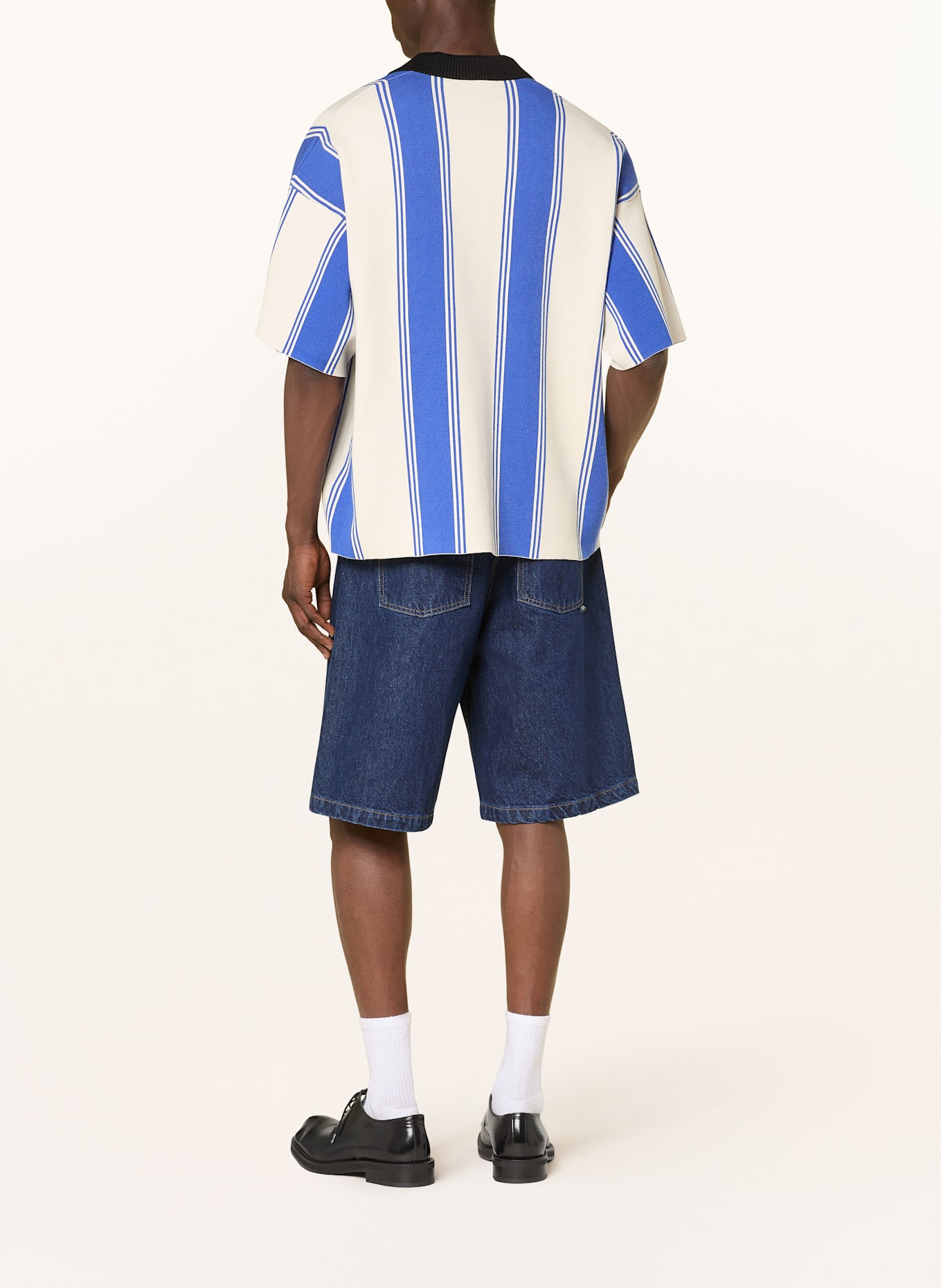 WRSTBHVR Strick-Poloshirt LEV V2: BLAU / ECRU