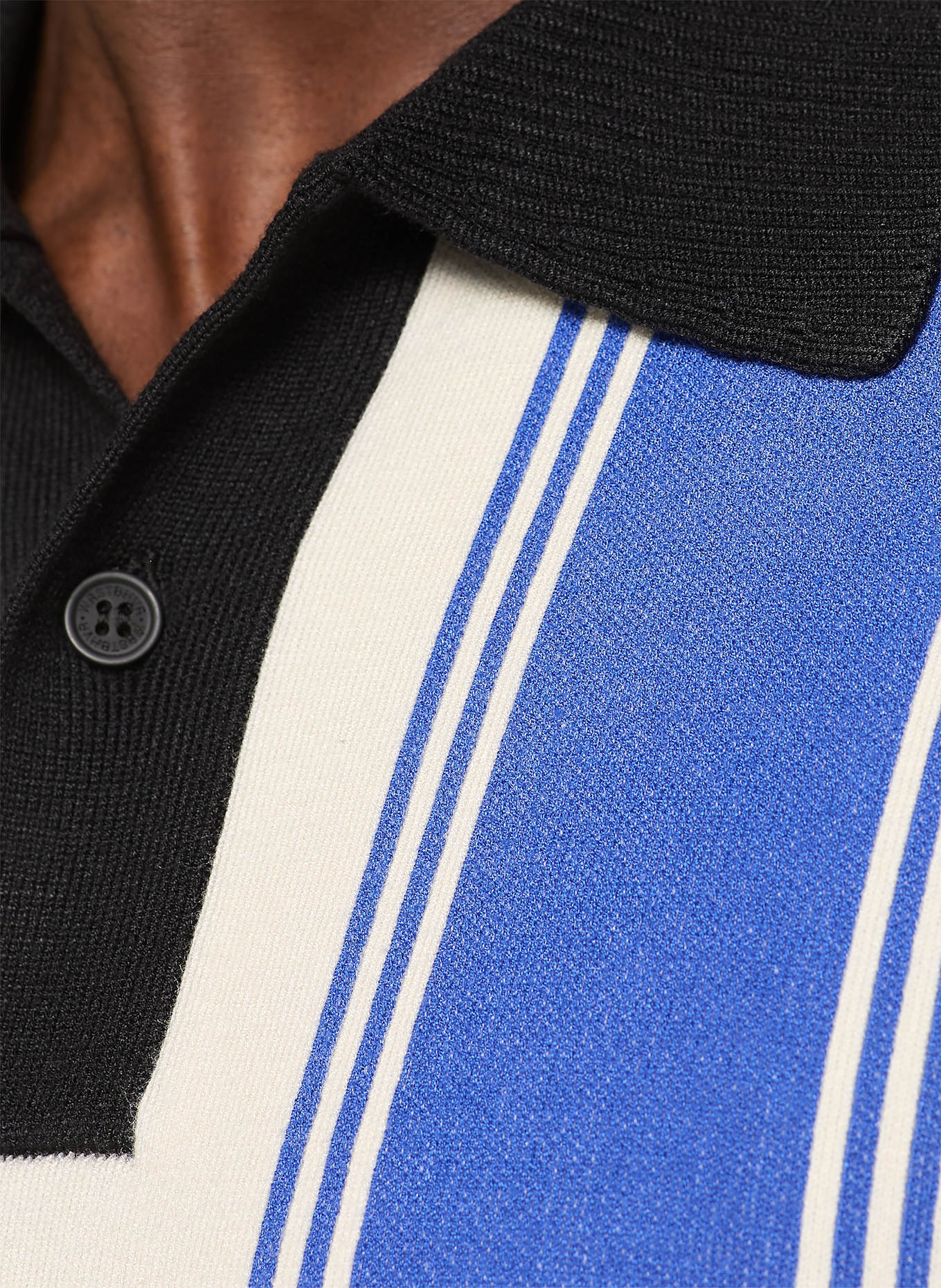 WRSTBHVR Strick-Poloshirt LEV V2: BLAU / ECRU