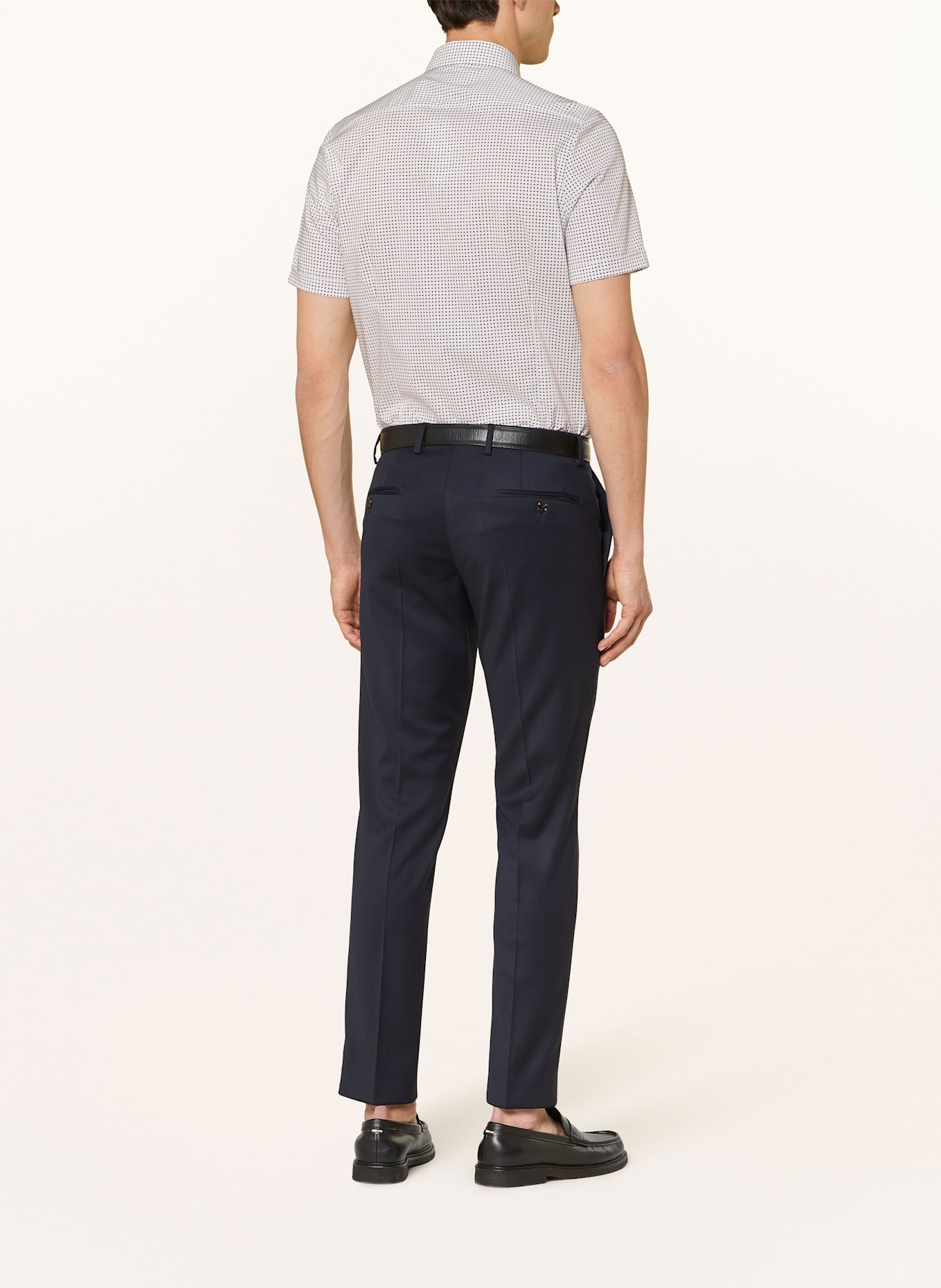 OLYMP Kurzarm-Hemd Level Five body fit: WEISS / BEIGE / DUNKELBLAU