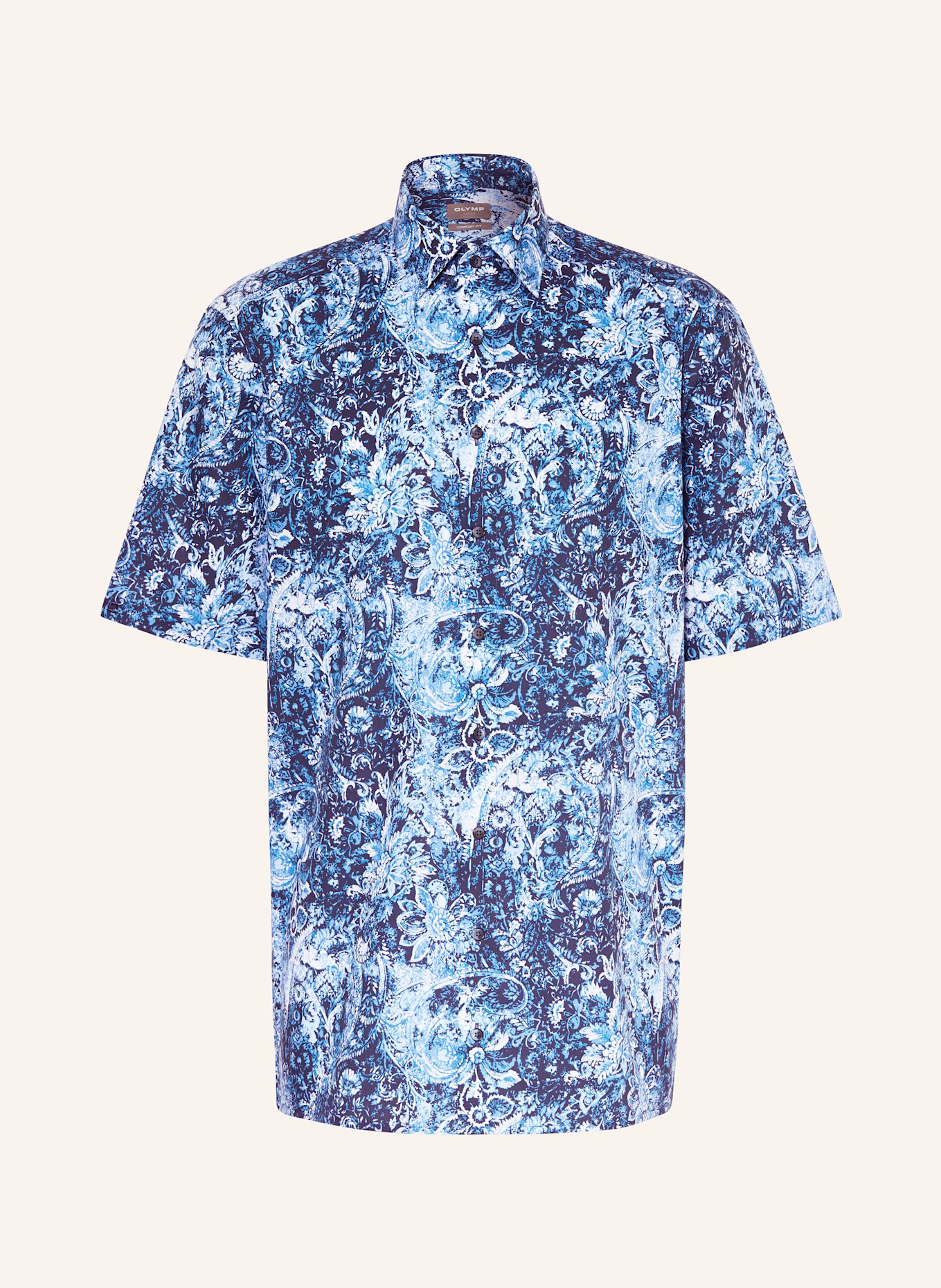 OLYMP Kurzarm-Hemd Luxor comfort fit: BLAU / WEISS