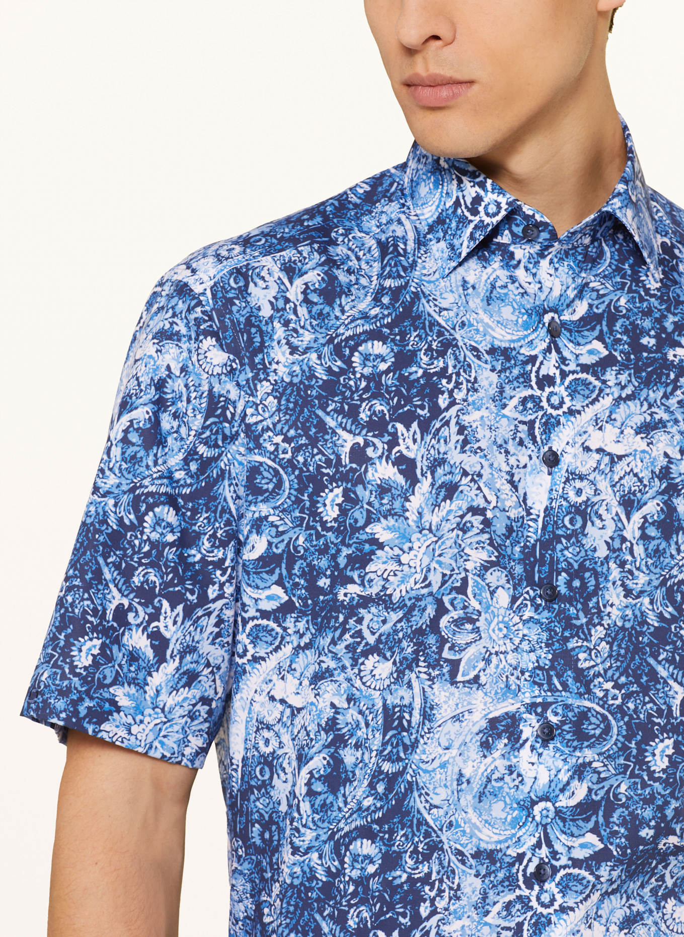 OLYMP Kurzarm-Hemd Luxor comfort fit: BLAU / WEISS