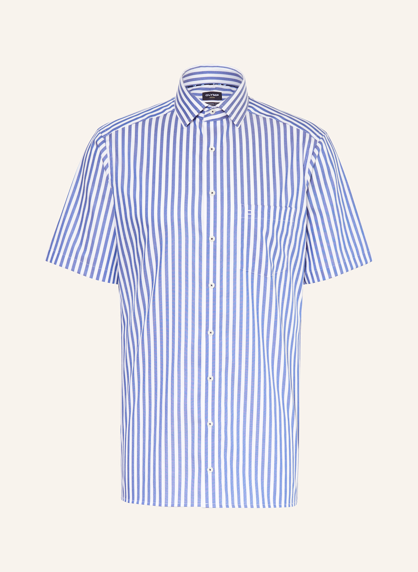OLYMP Kurzarm-Hemd Luxor modern fit: BLAU / WEISS