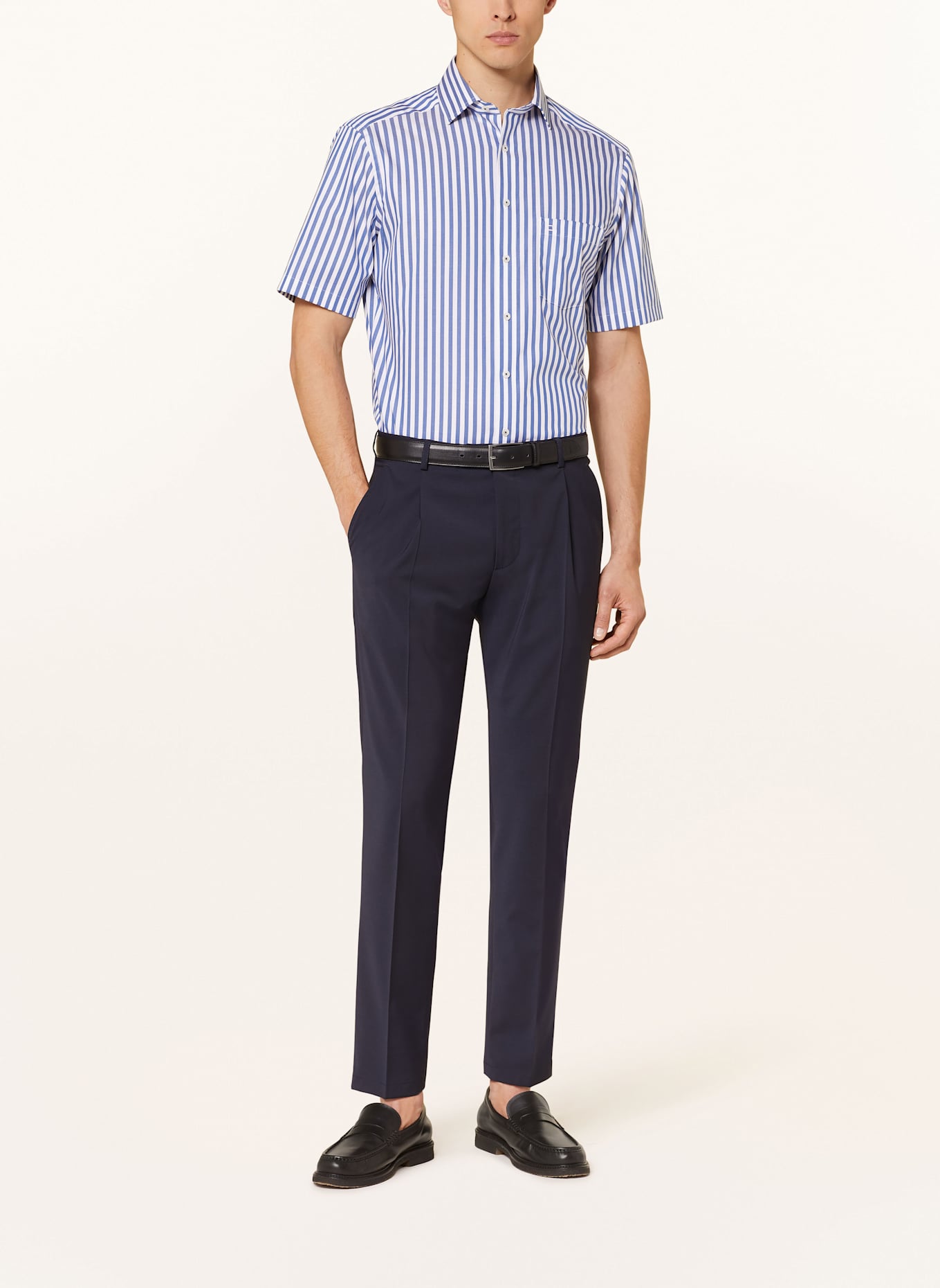 OLYMP Kurzarm-Hemd Luxor modern fit: BLAU / WEISS